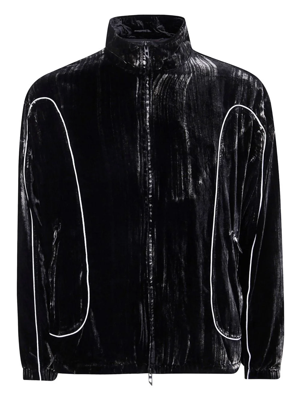 velvet contrast-piping track jacket - 1