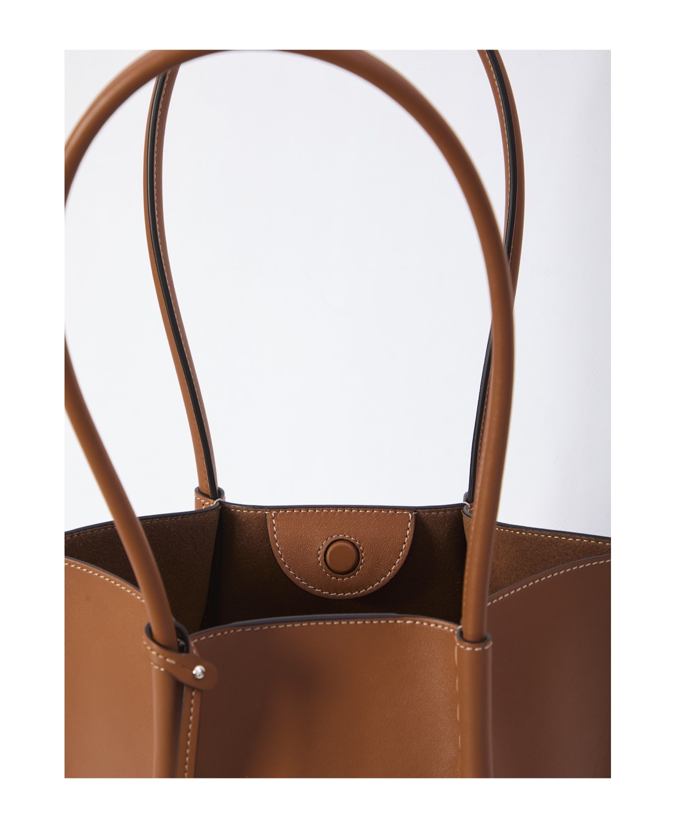 Shopping Bag In Brown Leather And Raffia - 4