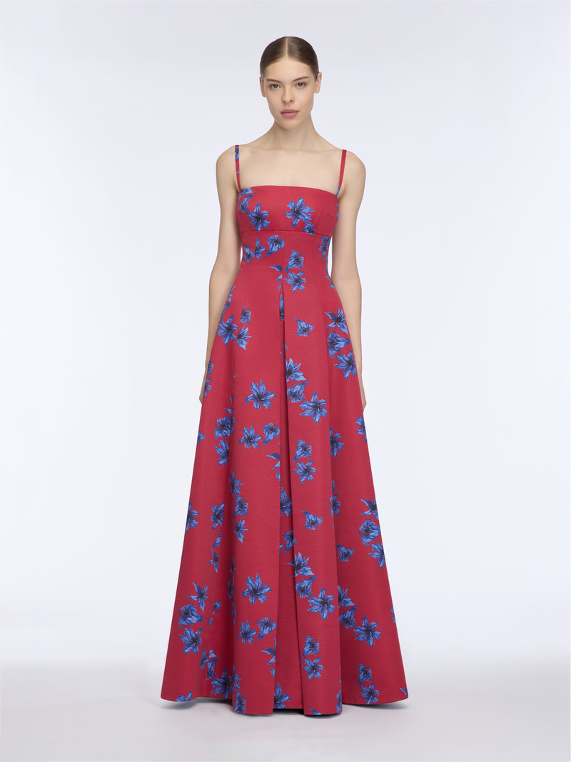 EMILIA WICKSTEAD Oceana Dress In Red & Blue Festive Lillies Taffeta Faille outlook