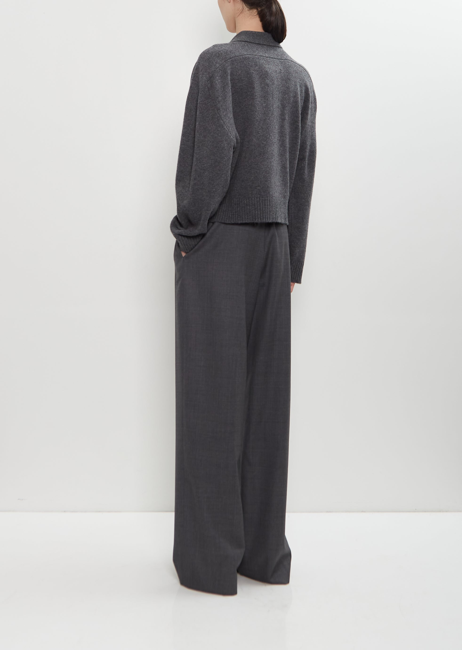 Homere Cashmere Polo Collar Sweater — Anthracite Melange - 3