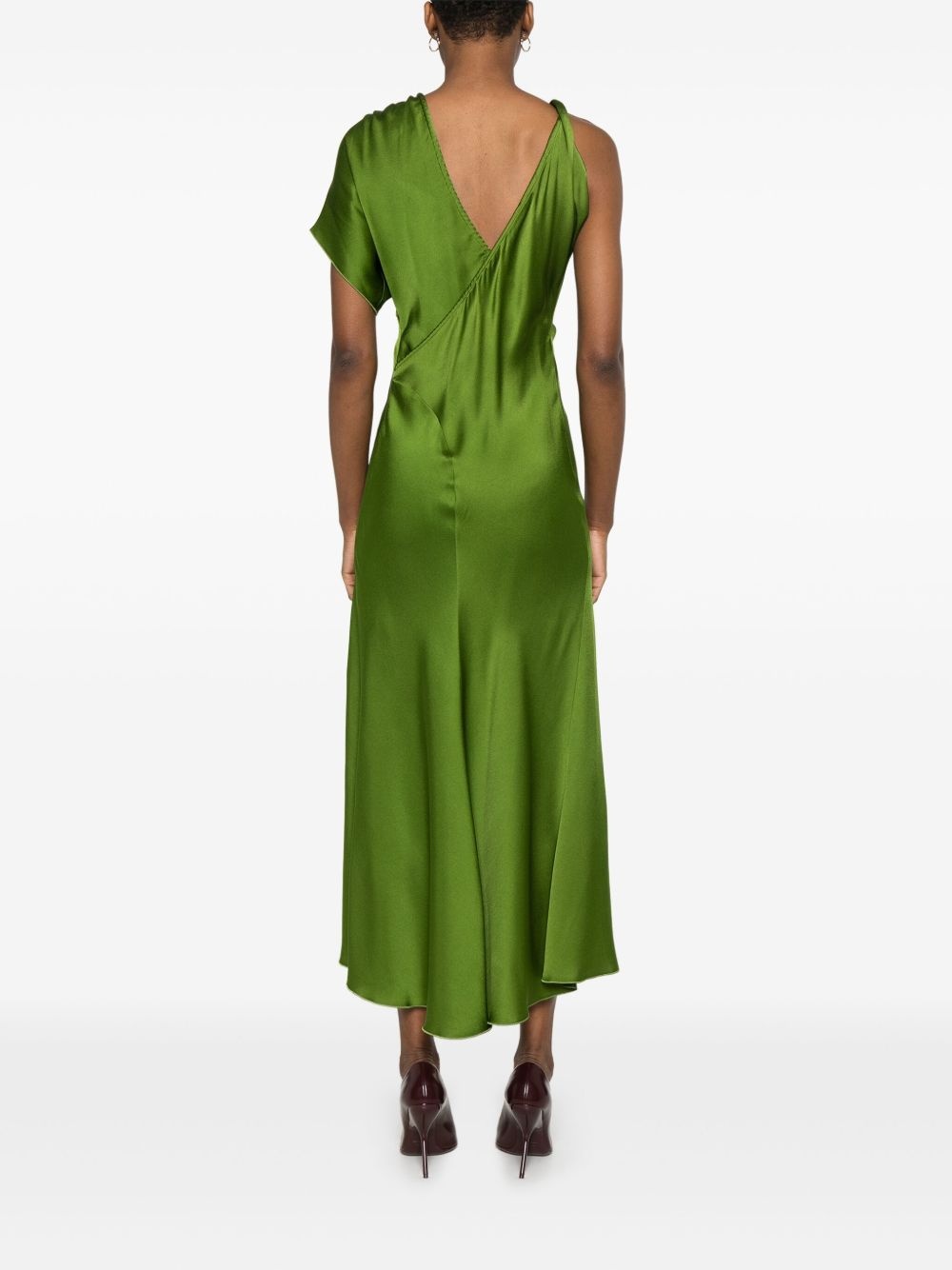 asymmetric ruched midi dress - 4