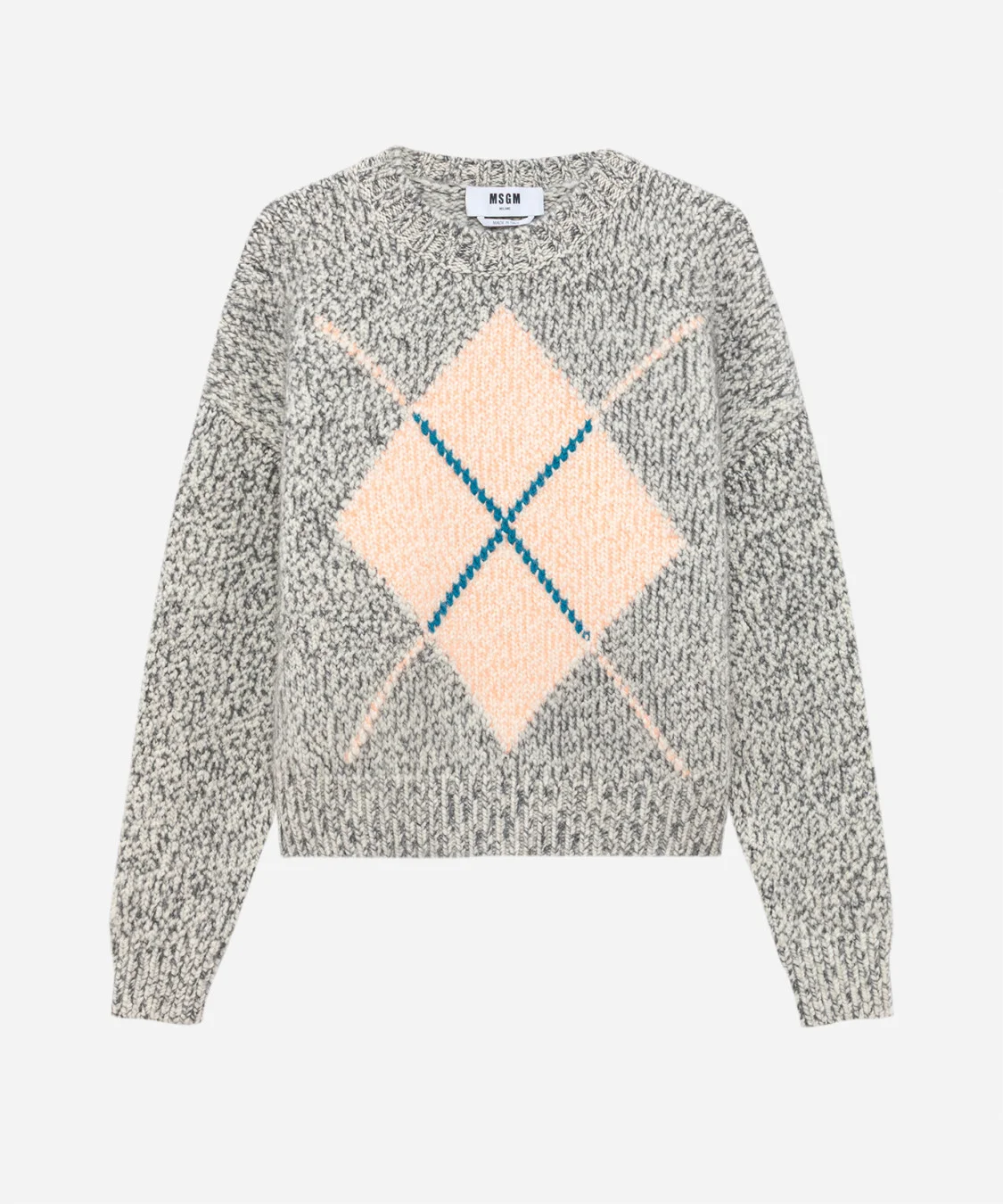 Wool blend sweater with argyle pattern - 1