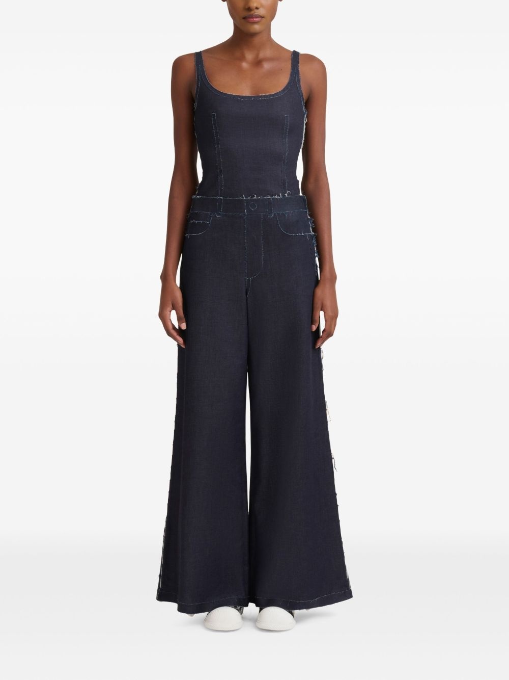 stretch-cotton wide-leg jeans - 2