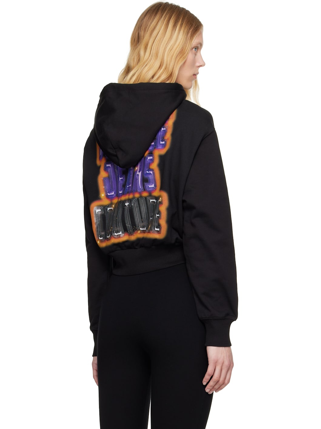 Black Screen-Printed Hoodie - 3