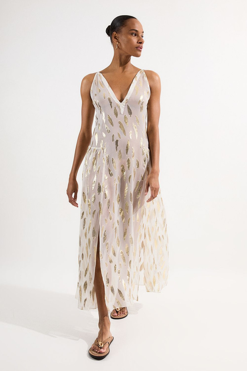 Beach Metallic Thread Strappy Maxi Dress 1