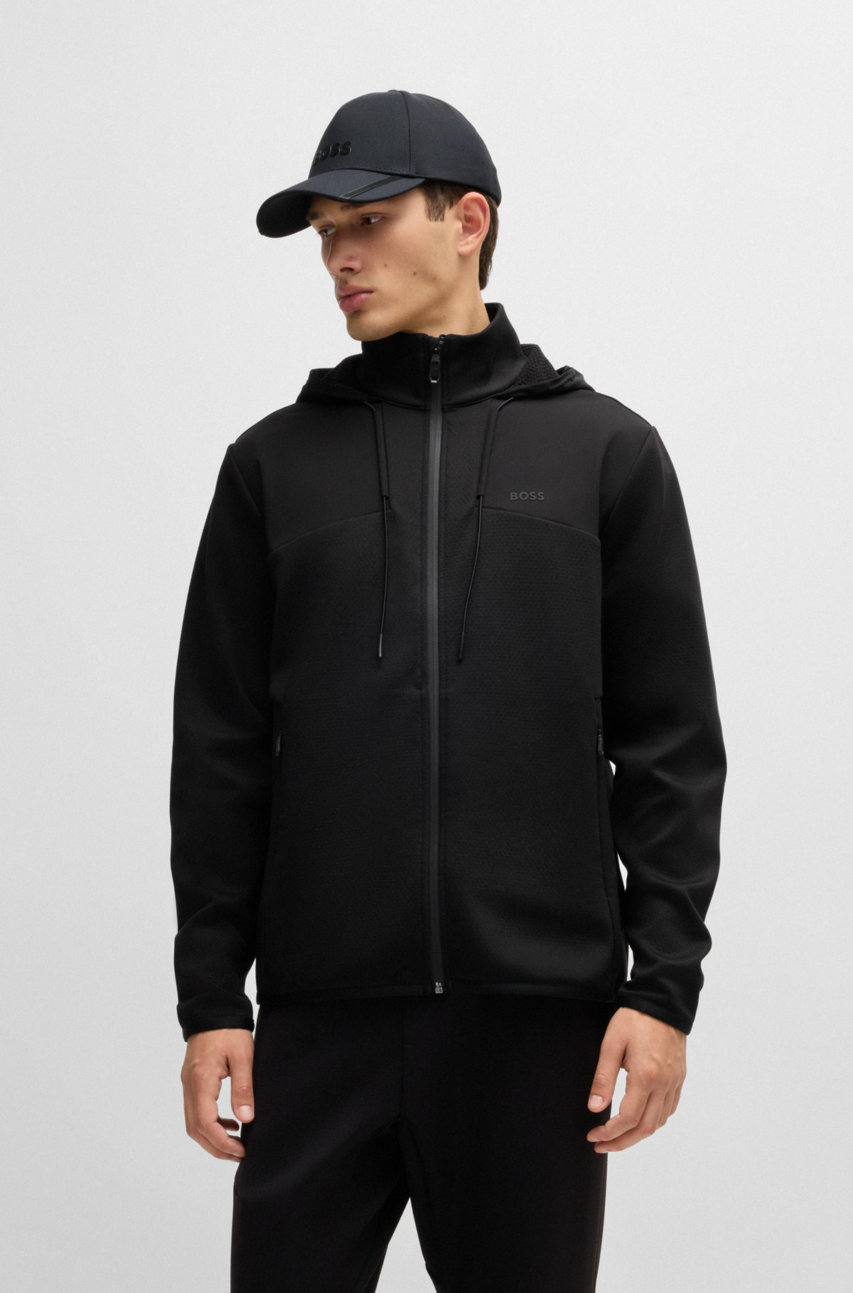 BONDED-FLEECE ZIP-UP HOODIE WITH LOGO DETAIL - 2