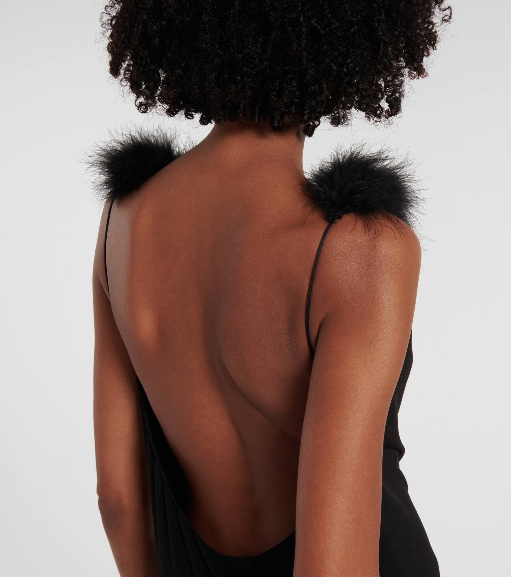 Boa feather-trimmed maxi dress - 5