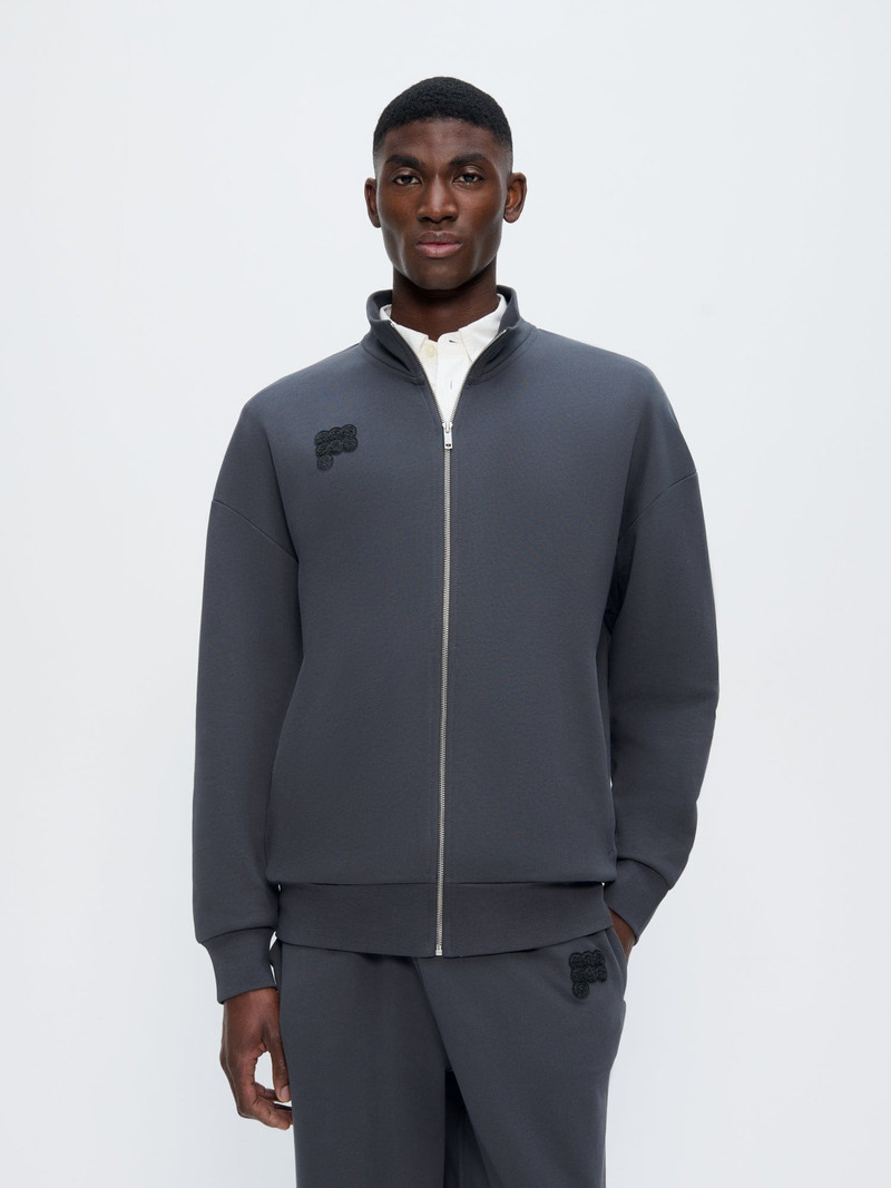 PANGAIA Mens Zip Up Sweatshirt - Smoked Black outlook