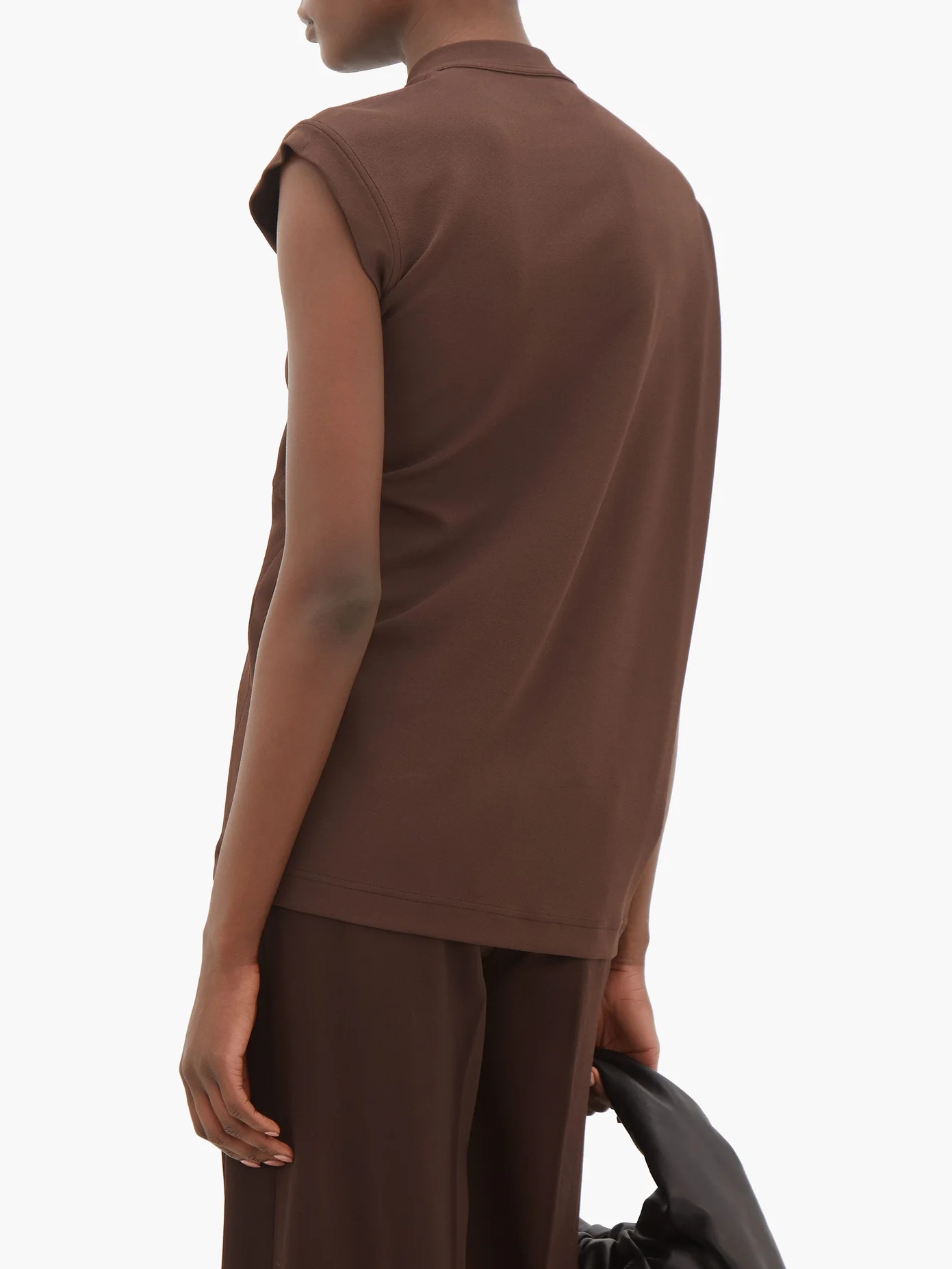 Cap-sleeve draped jersey top - 5