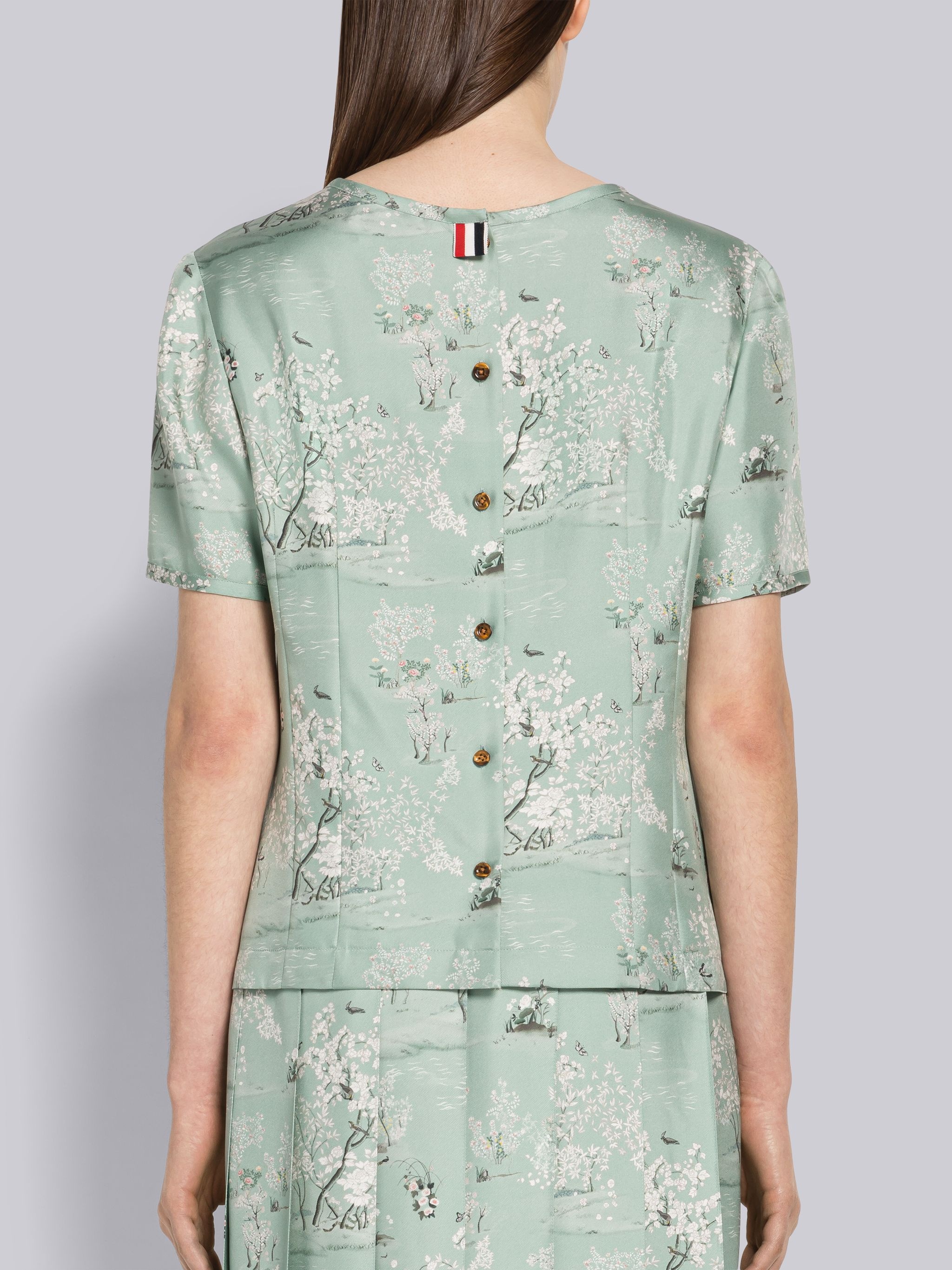 Silk Toile Button Back Blouse - 3