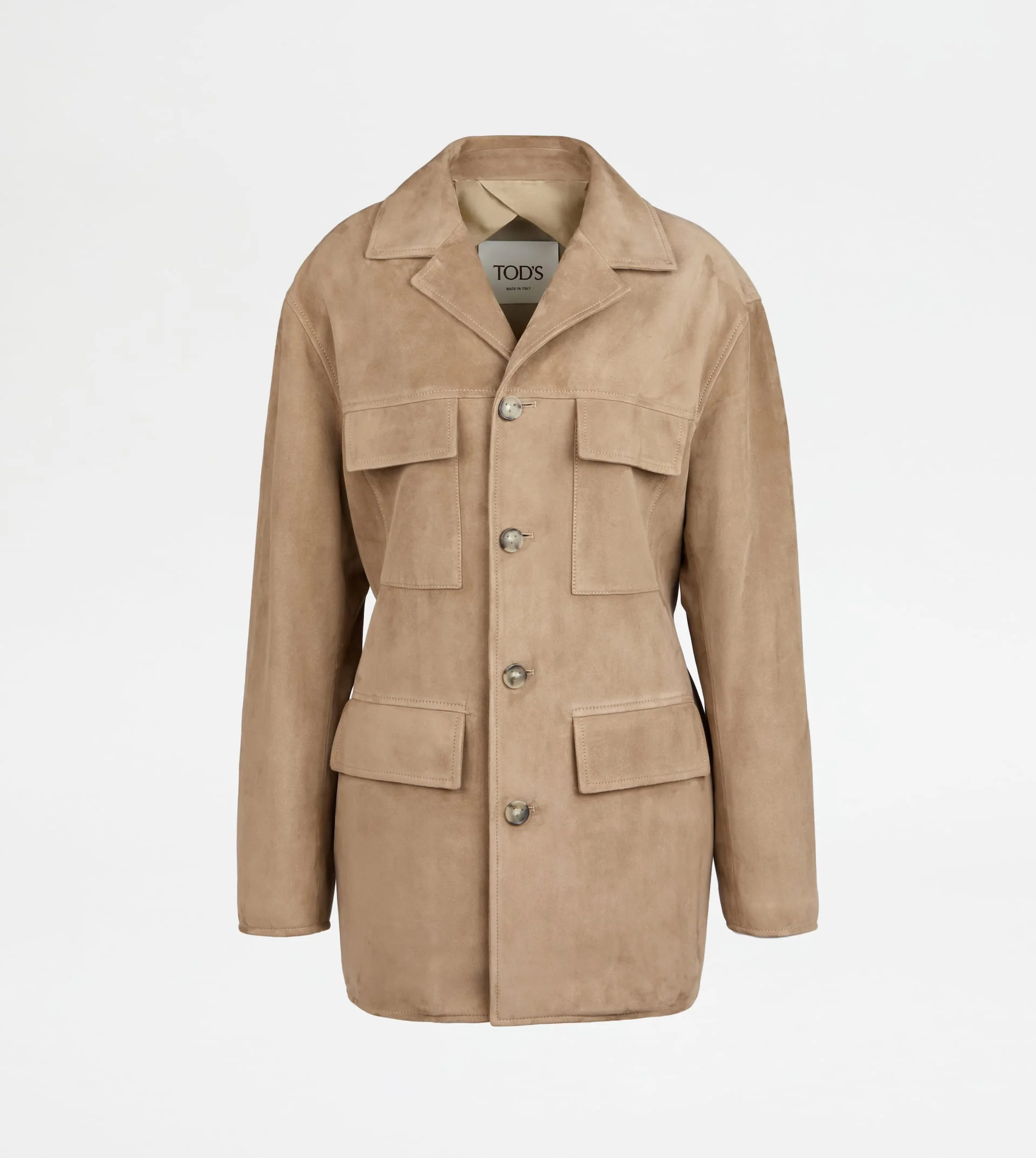 SAFARI JACKET IN PASHMY SUEDE - BEIGE - 1