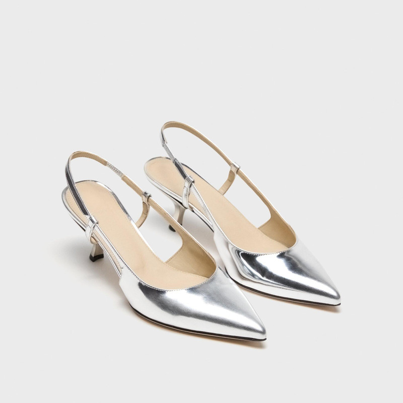 Micro Slingback Pump in Metallic Leather 5