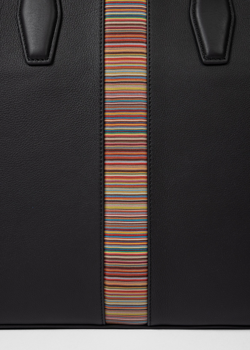 Black Leather 'Signature Stripe' Business Folio 9