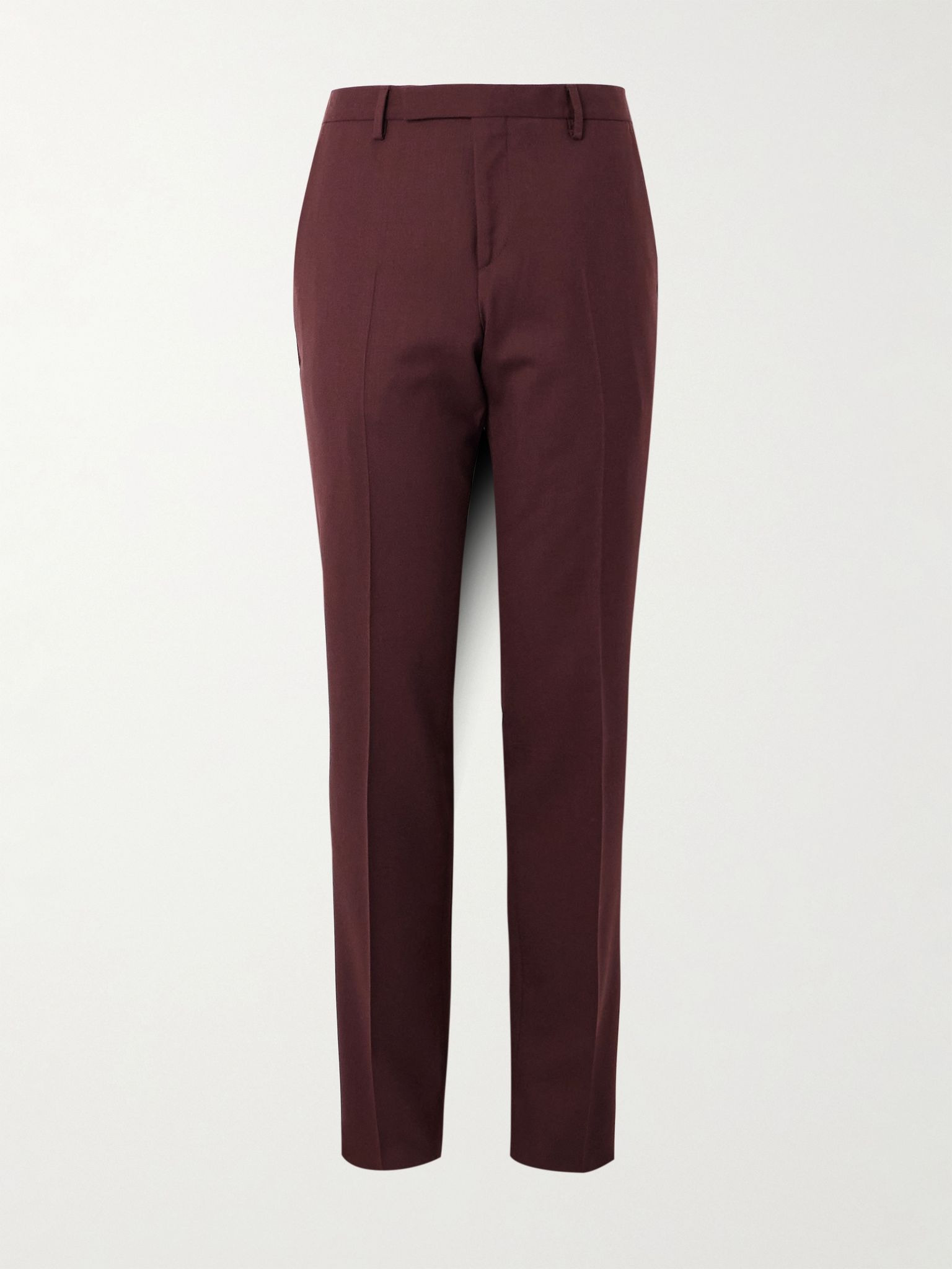 Slim-Fit Straight-Leg Wool-Twill Suit Trousers Burgundy - 1