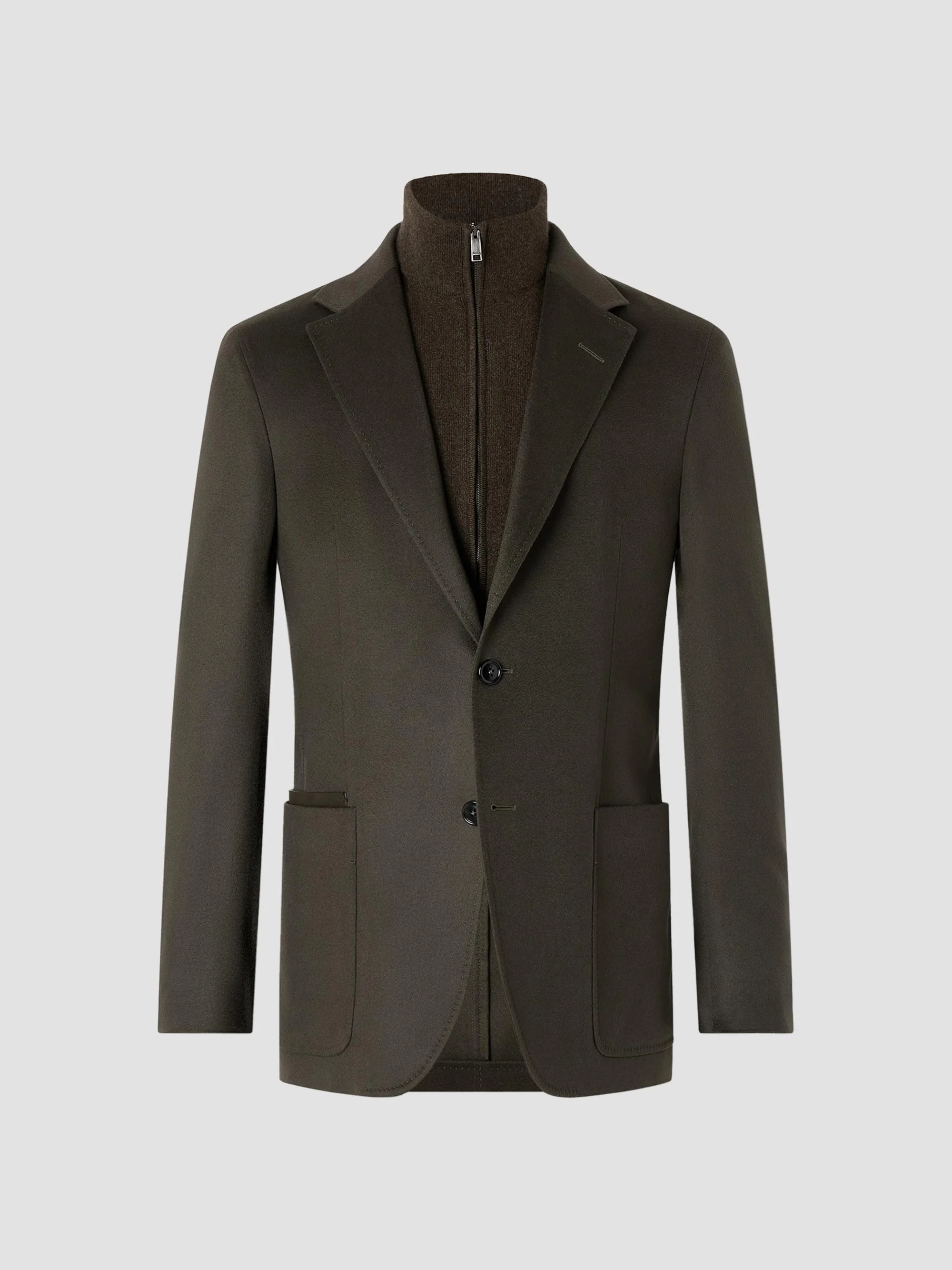 Men's Oasi Cashmere Jacket - Dark Olive Green - 1