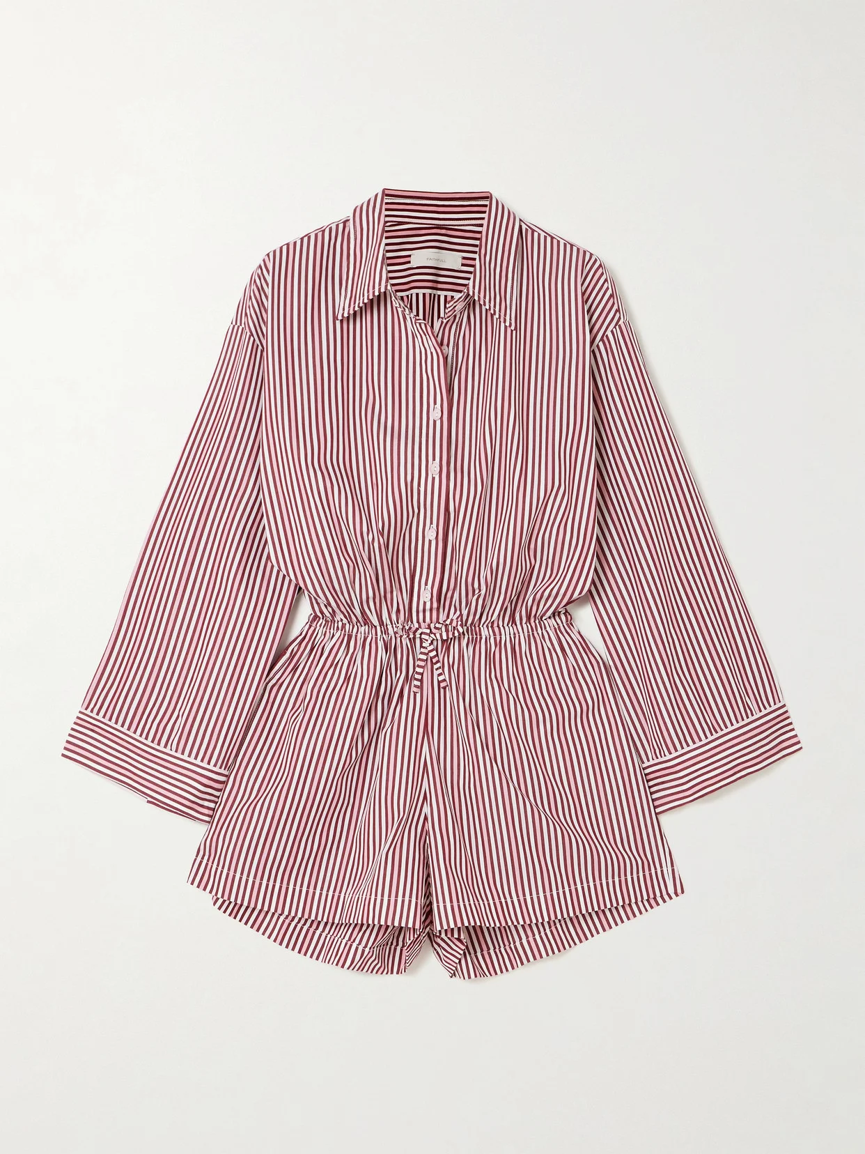 Freja Striped Cotton-poplin Playsuit - 1