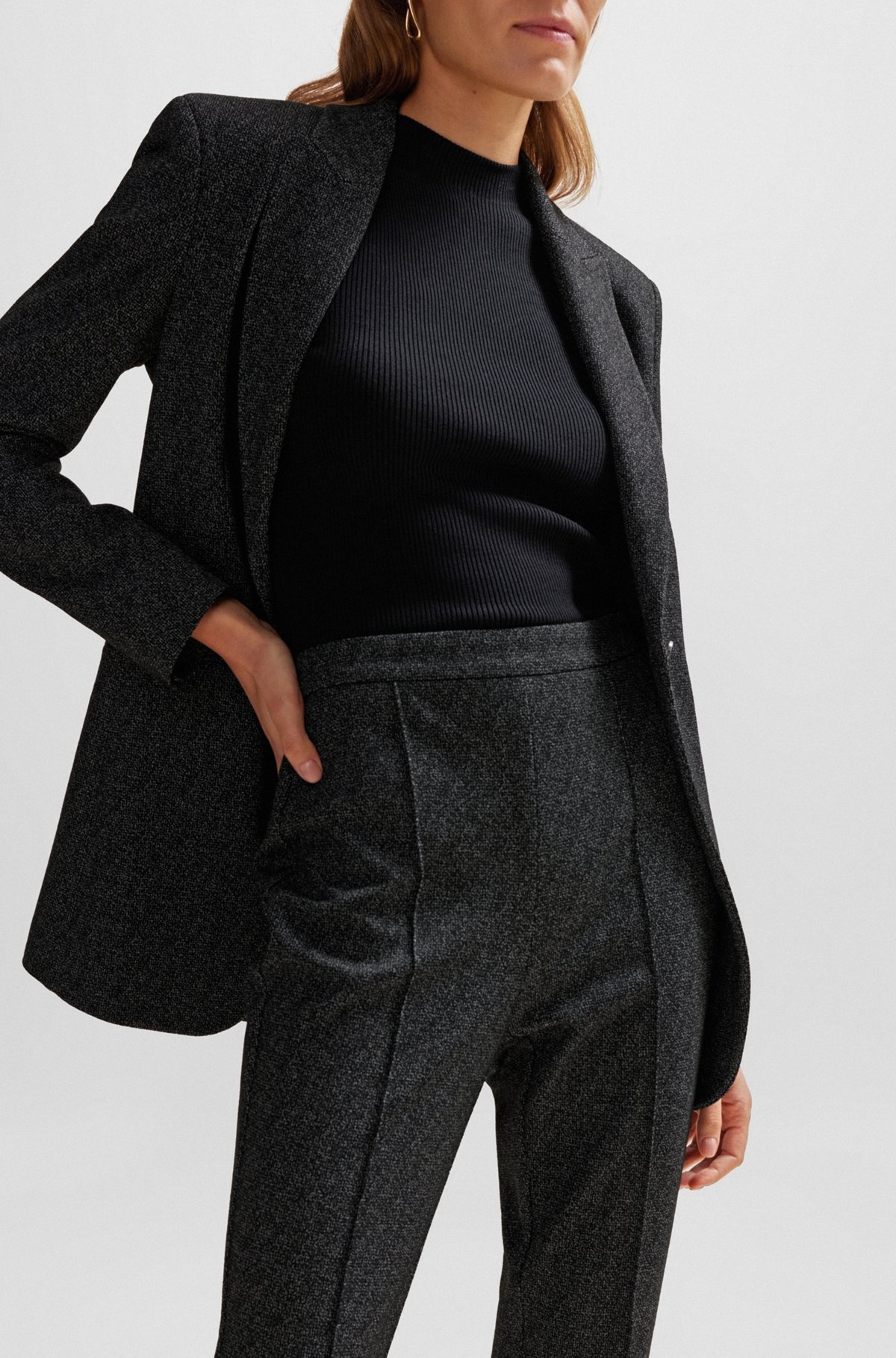 SLIM-FIT HIGH-RISE TROUSERS IN STRETCH JERSEY - 5
