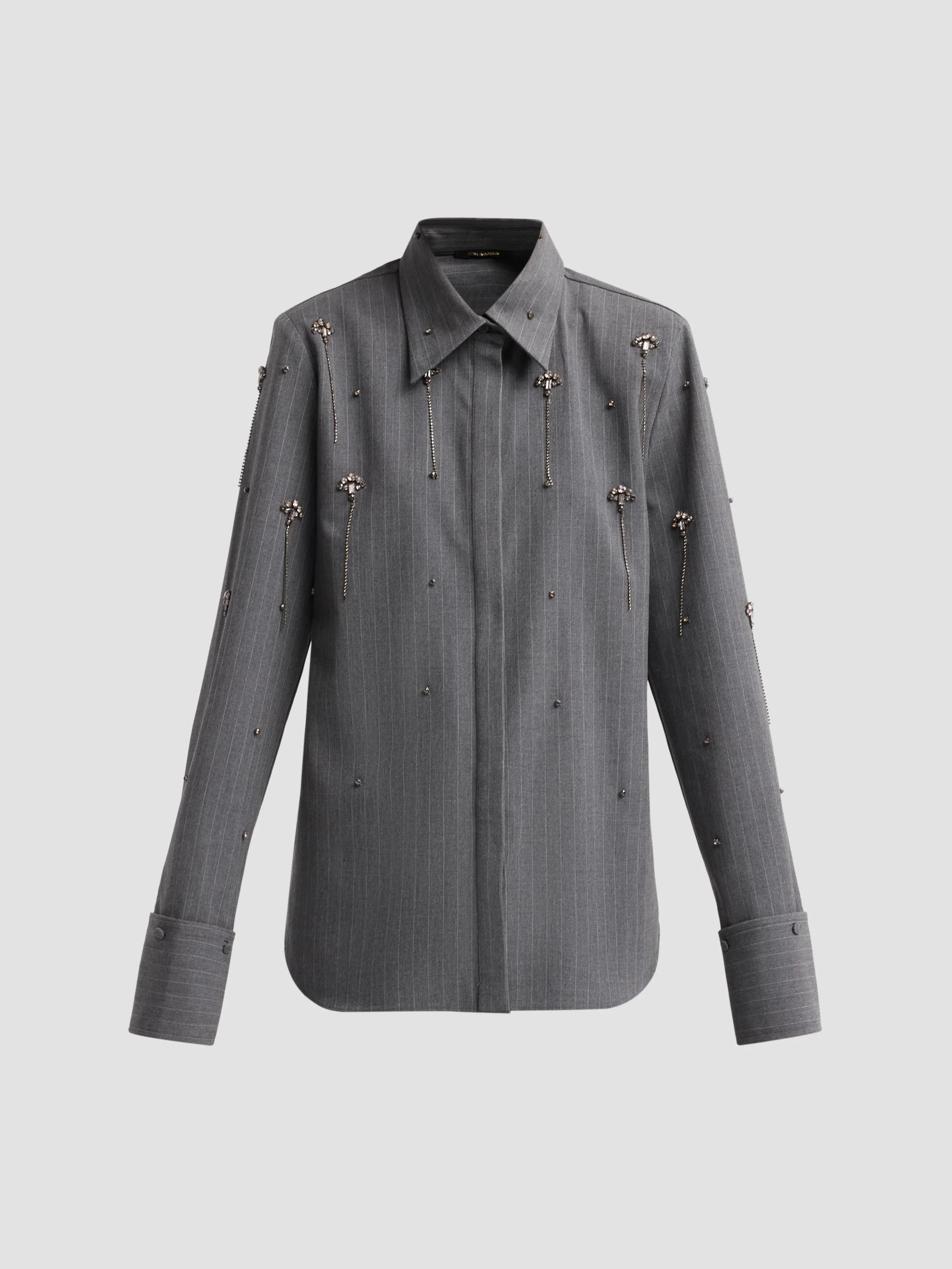 Women's Bridget Embellished Pinstripe Blouse - Grey - 1