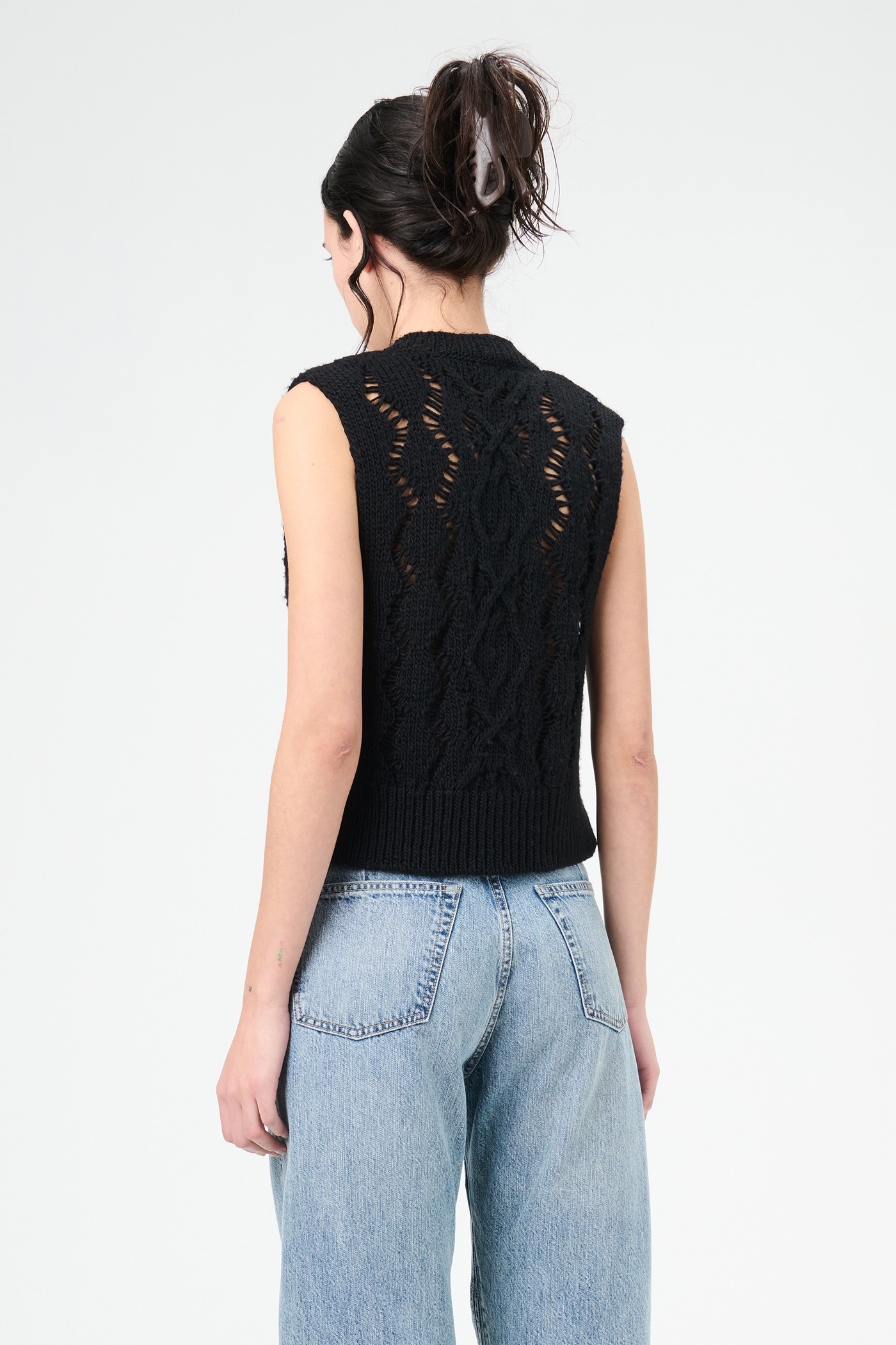 Cable Michigan Tank Black Fisherman Wool - 5