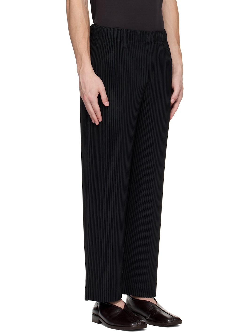 Black Tailored Pleats 2 Trousers - 2