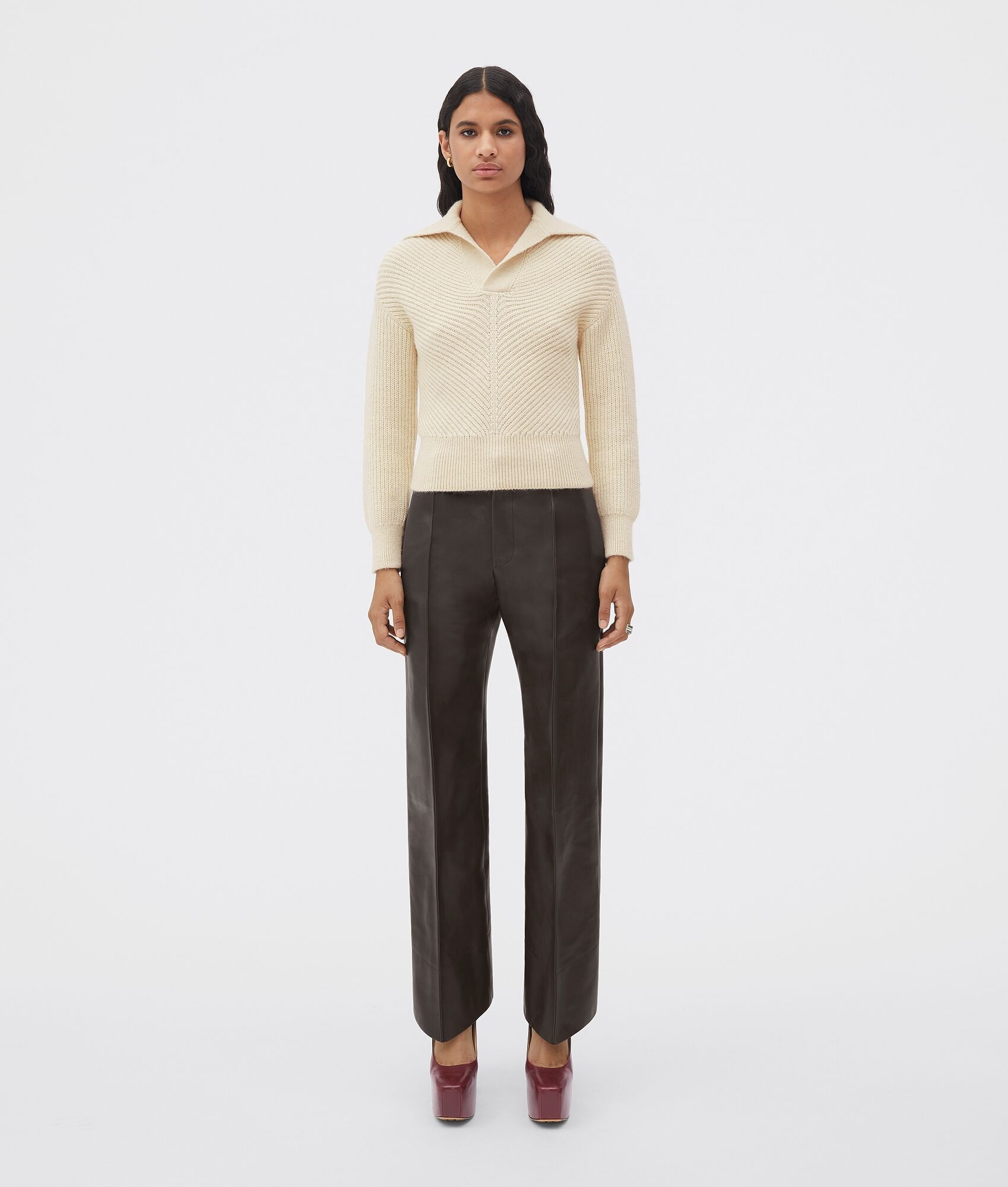 medium weight alpaca jumper with chevron motif - 1
