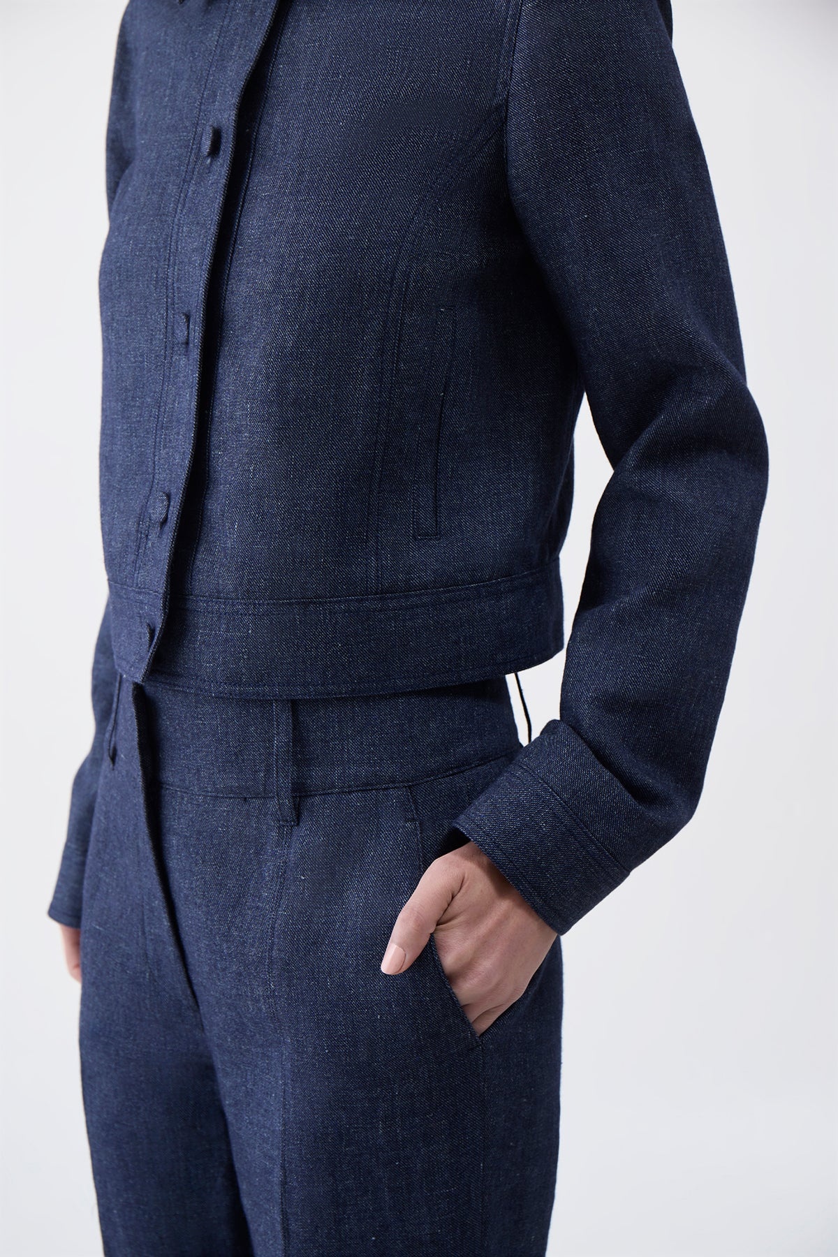 Rhein Pant in Navy Linen Virgin Wool - 5