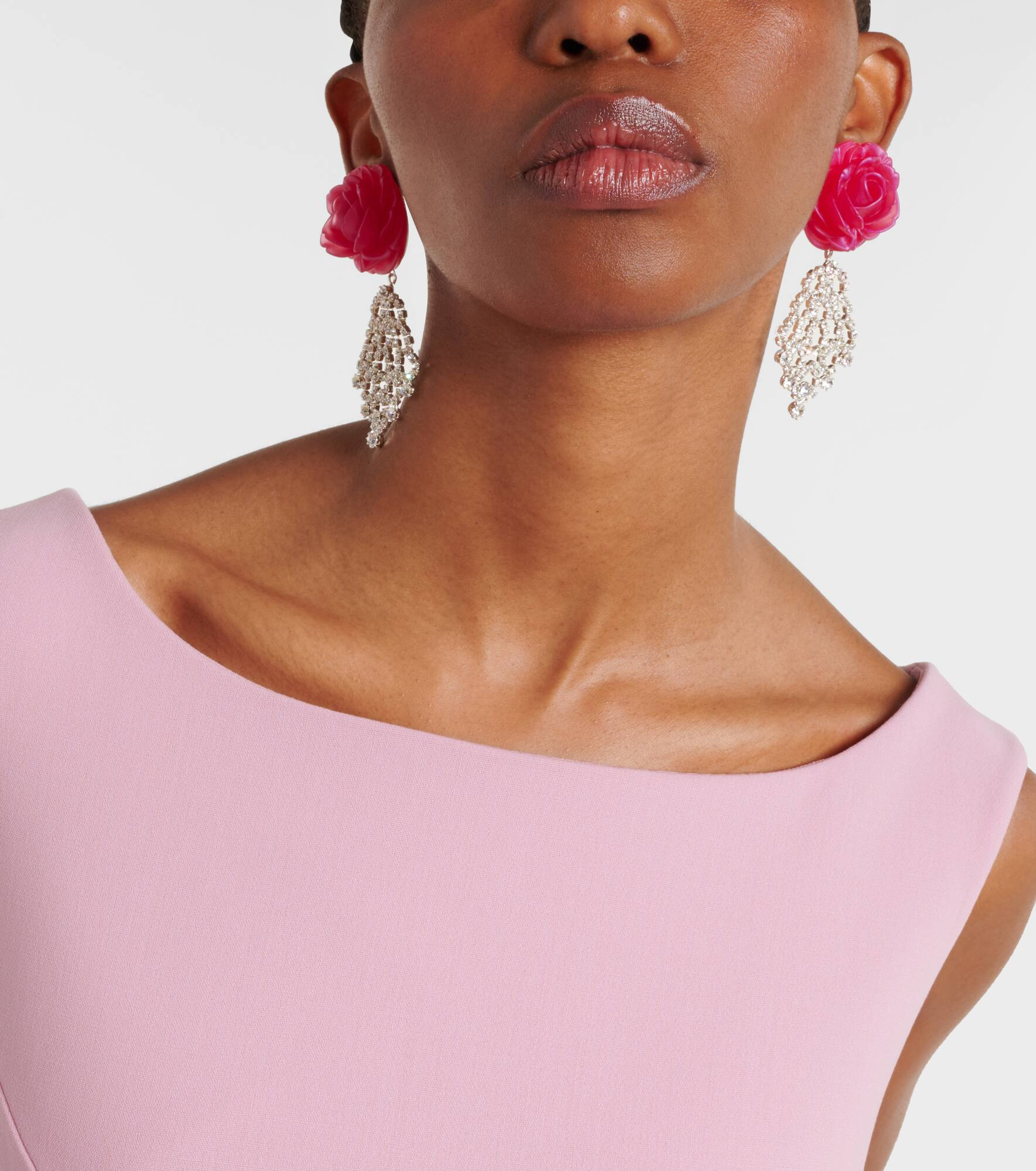 Crystal-embellished floral drop earrings - 6