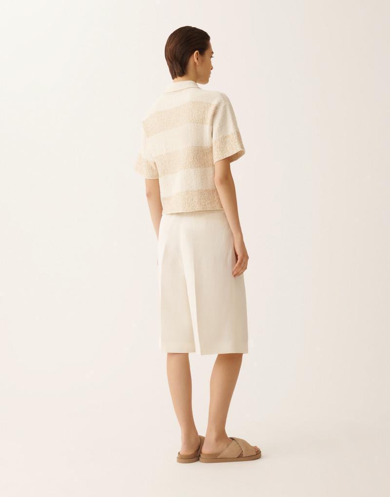 Boxy shirt in striped cotton tweed with sequins 4