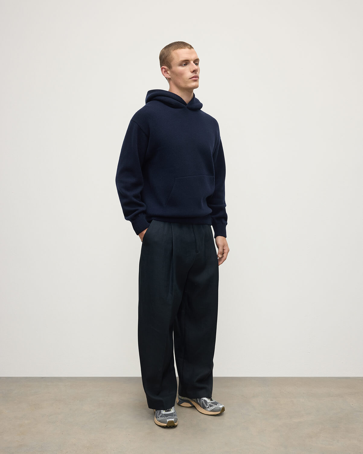 Navy Cashmere Hoodie - 3