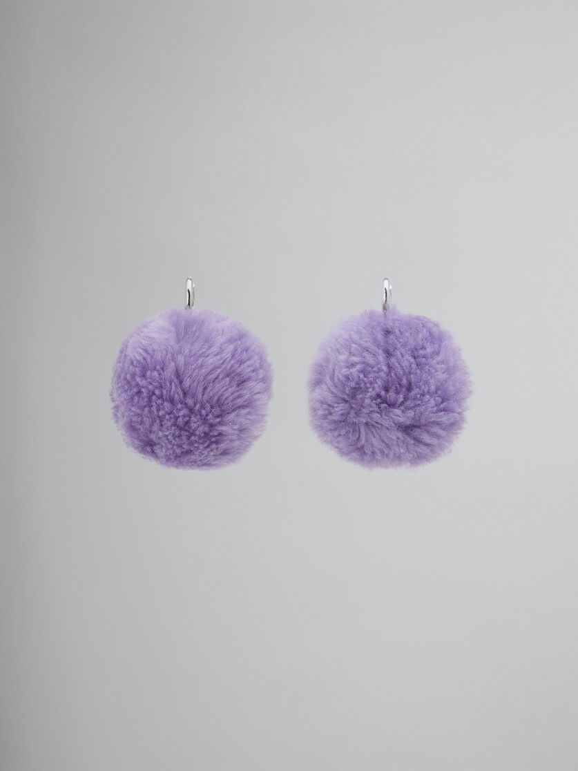 PURPLE FLUFFY POM-POM EARRINGS - 1