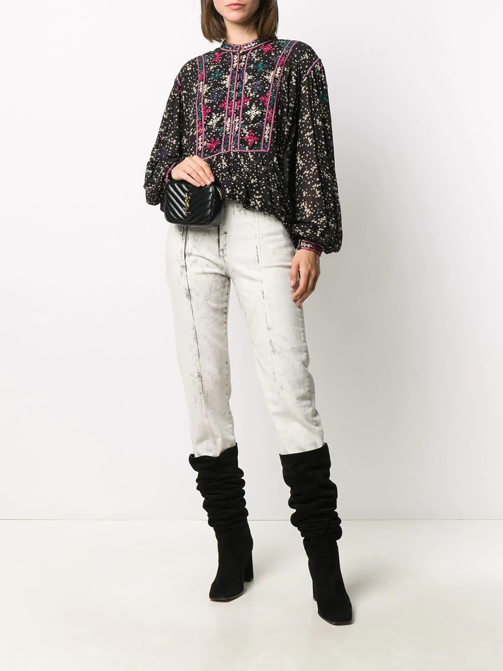 embroidered floral-print blouse - 2