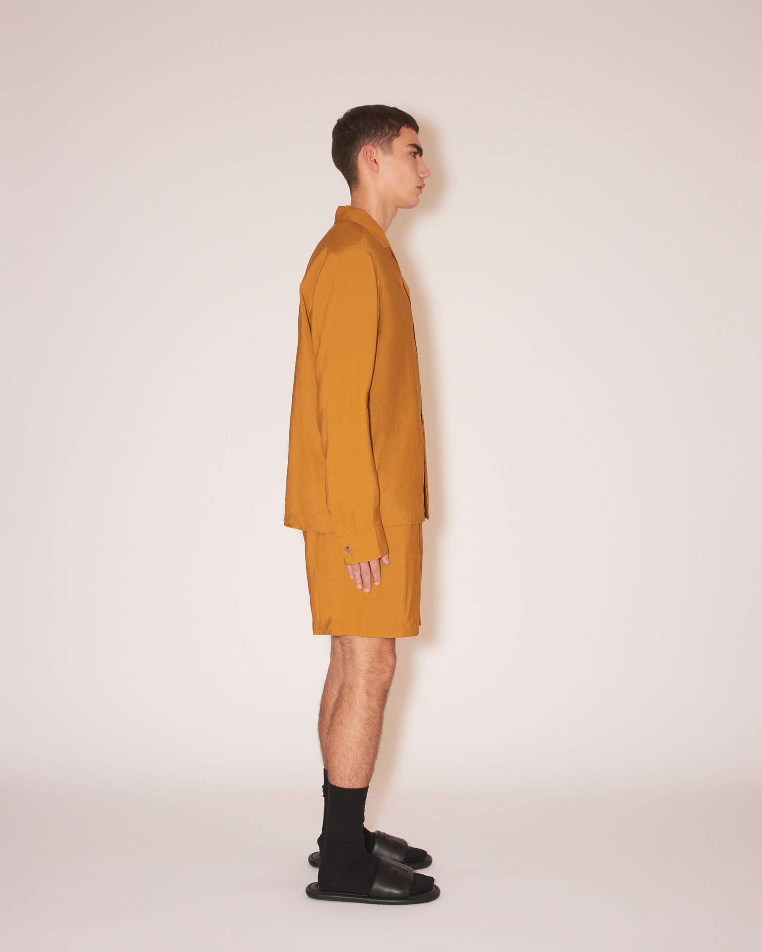 MENO - Pongee long-sleeve shirt - Caramel - 3