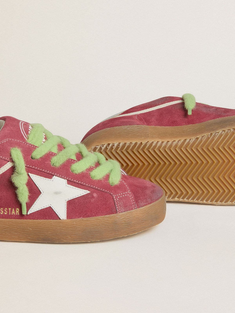 Women’s Super-Star in red suede with white leather star and silver leather heel tab 3