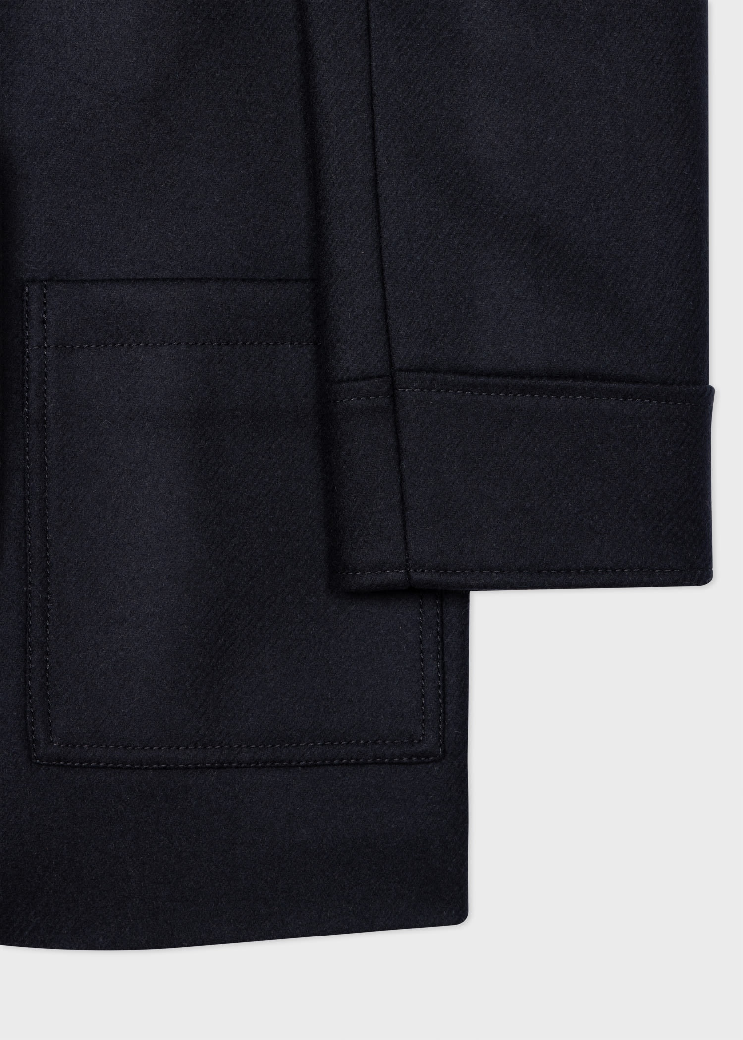 Navy Wool-Cashmere Blend Pea Coat - 2