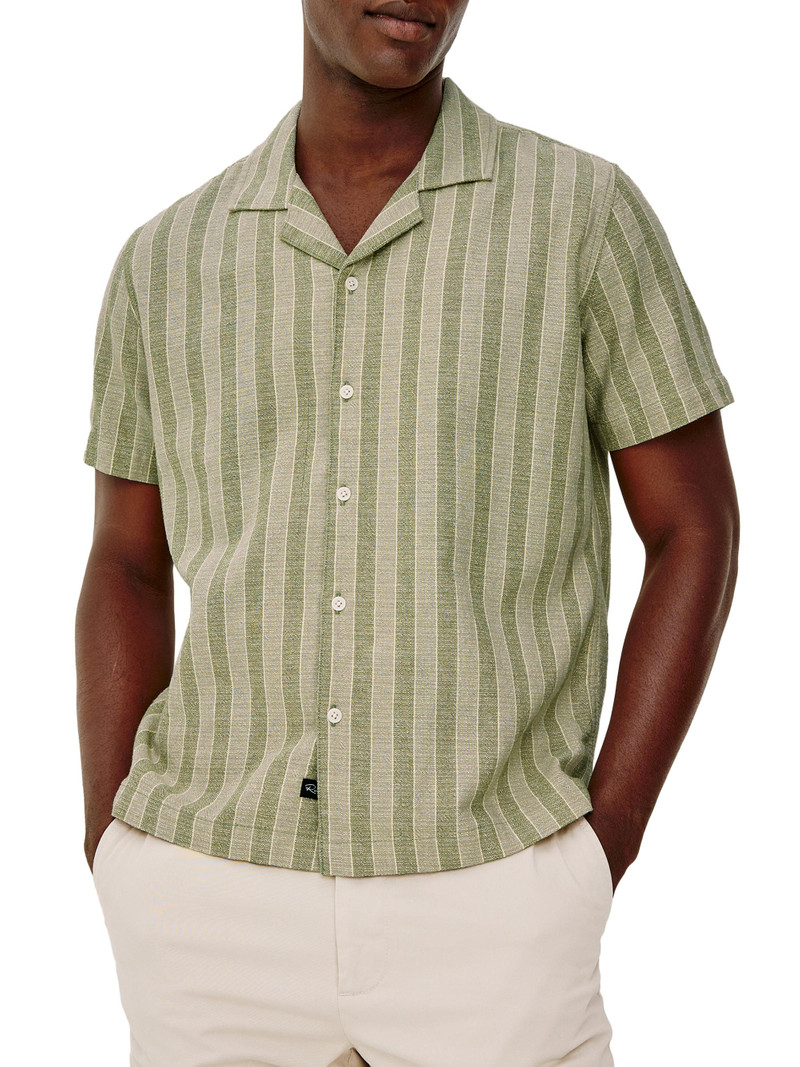 Men's Fielder Striped Cotton Short-Sleeve Shirt - Sage Brush Stripe 3