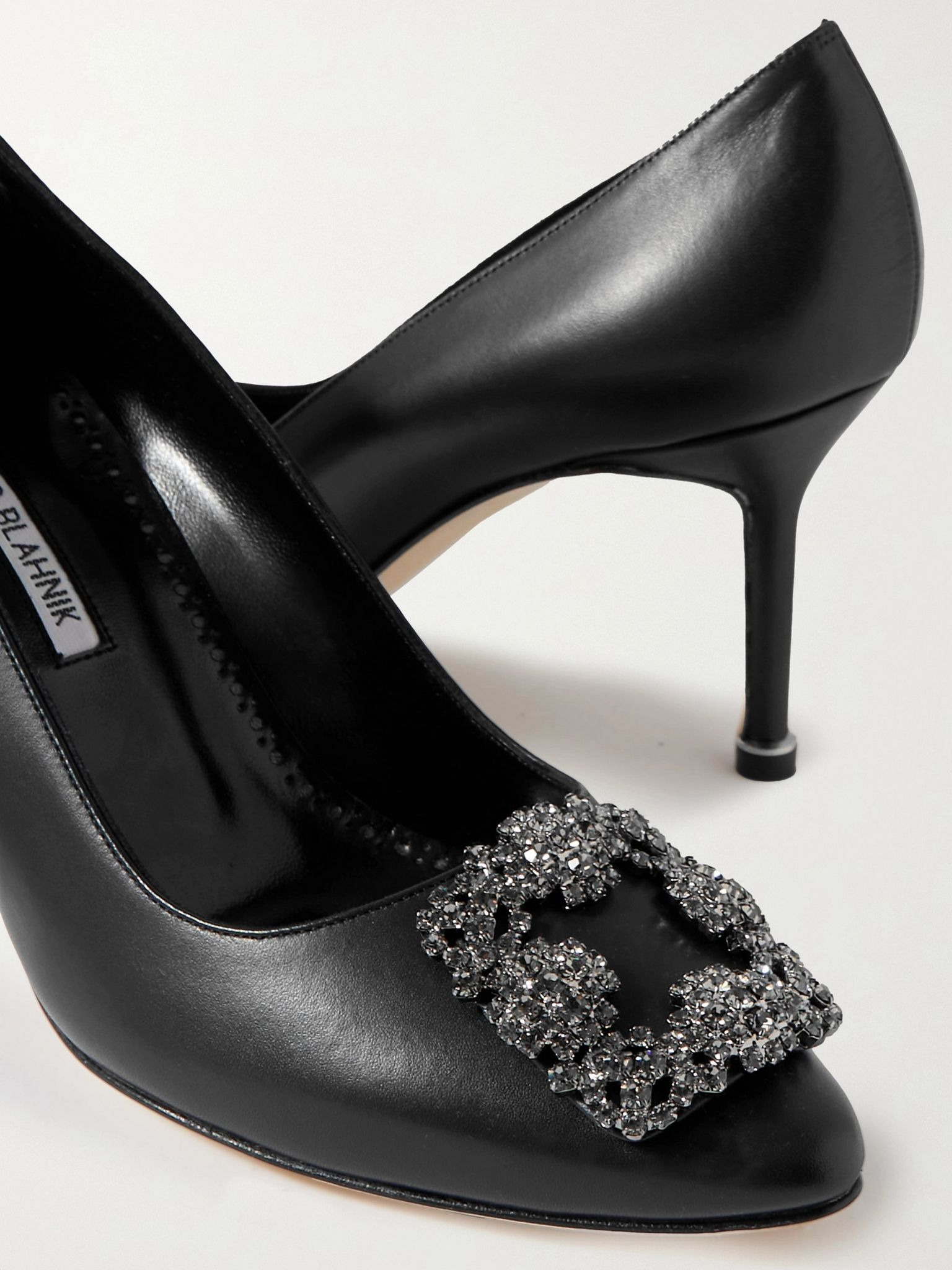 Hangisi 70 crystal-embellished leather pumps Black - 4