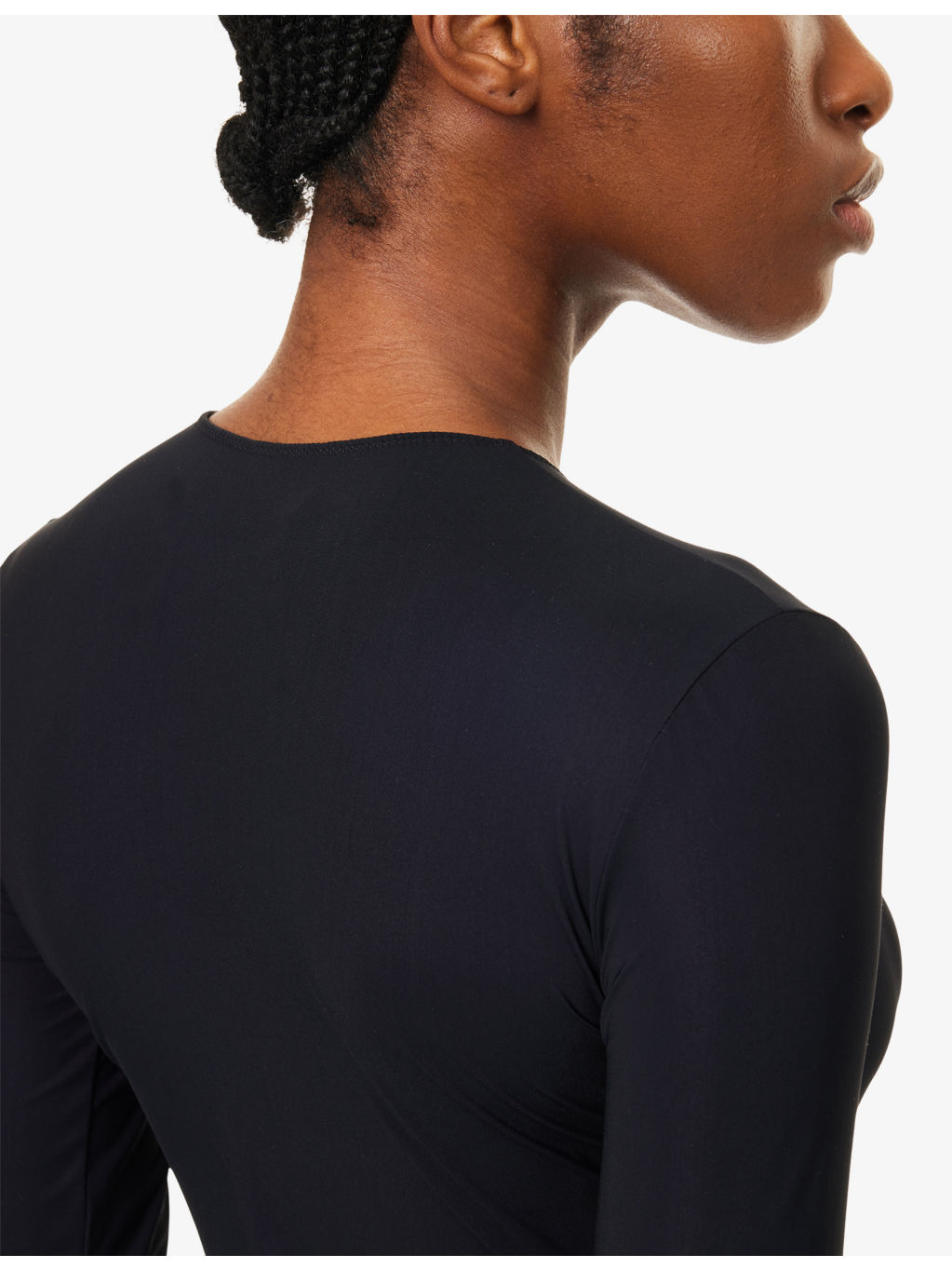 Round-Neck Long-Sleeves Woven Bodysuit - 5