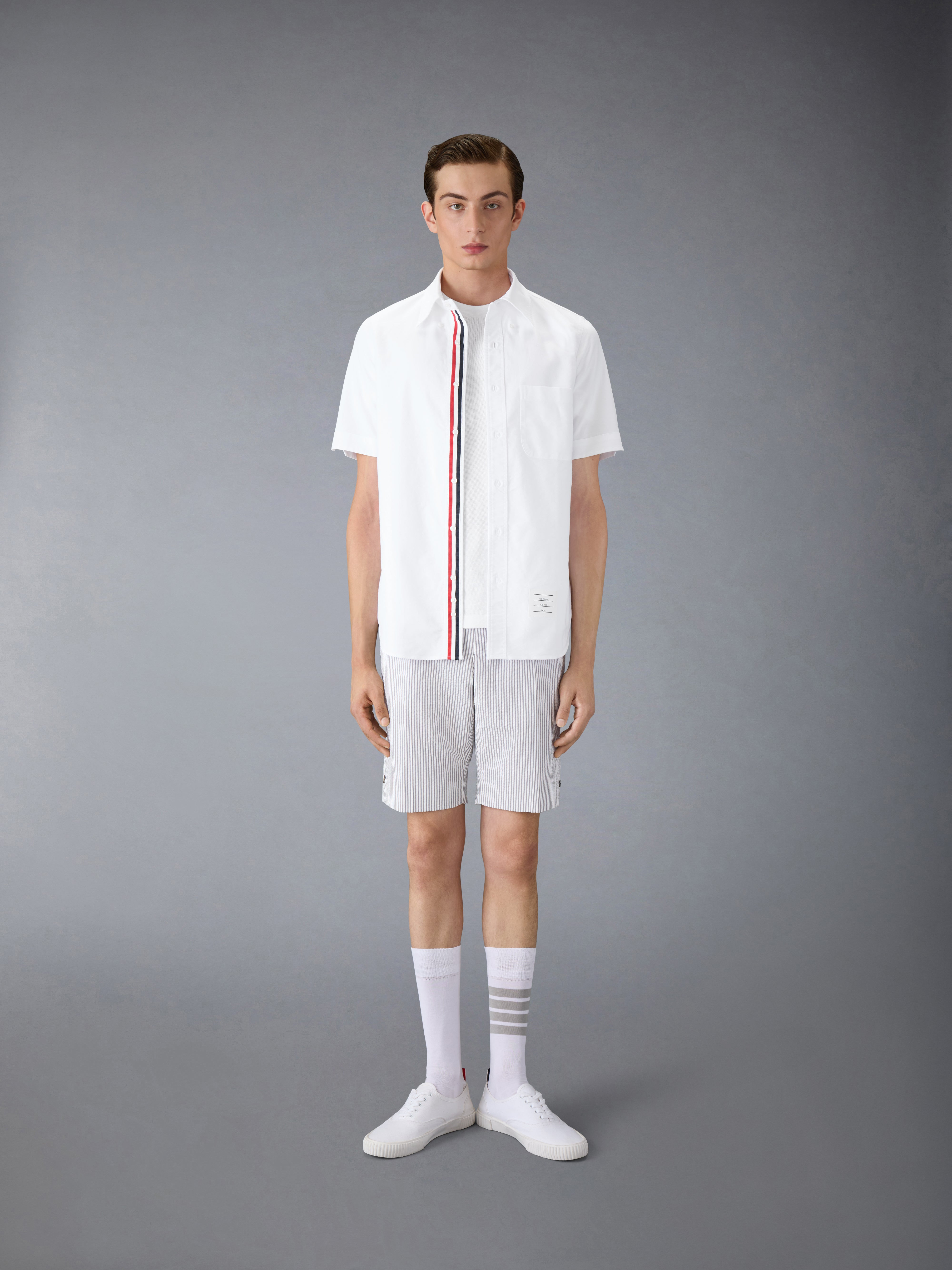 White Classic Pique Rib Side Insert 4-Bar T-shirt - 5
