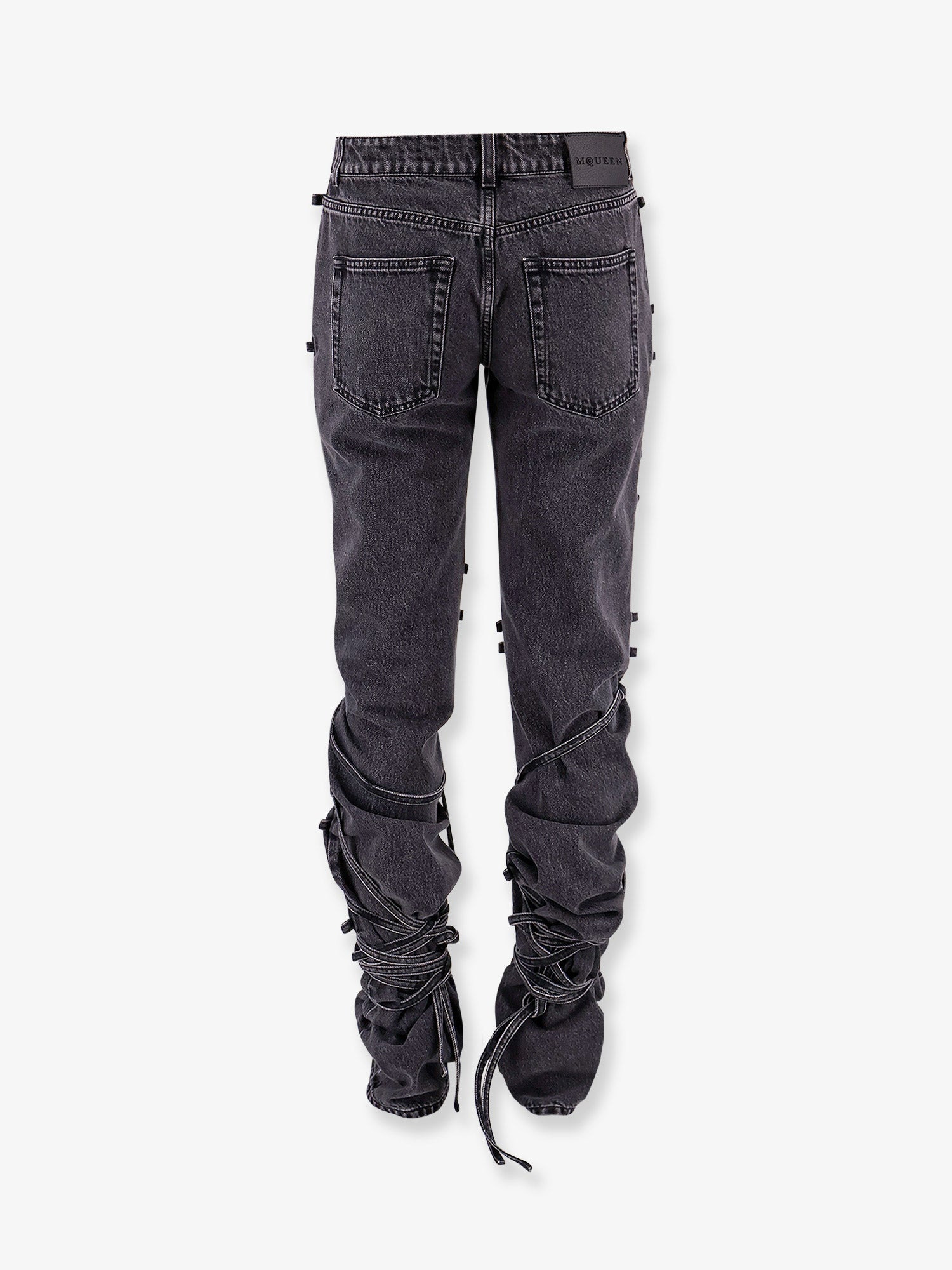 Black Denim Trouser With Knot Details - 5