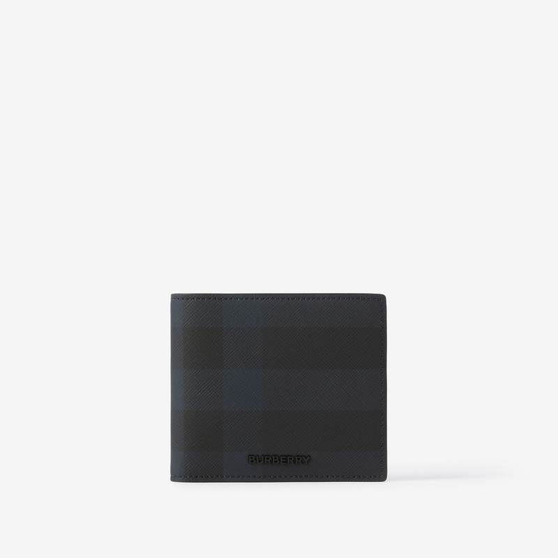 Check and Leather Bifold Wallet 1