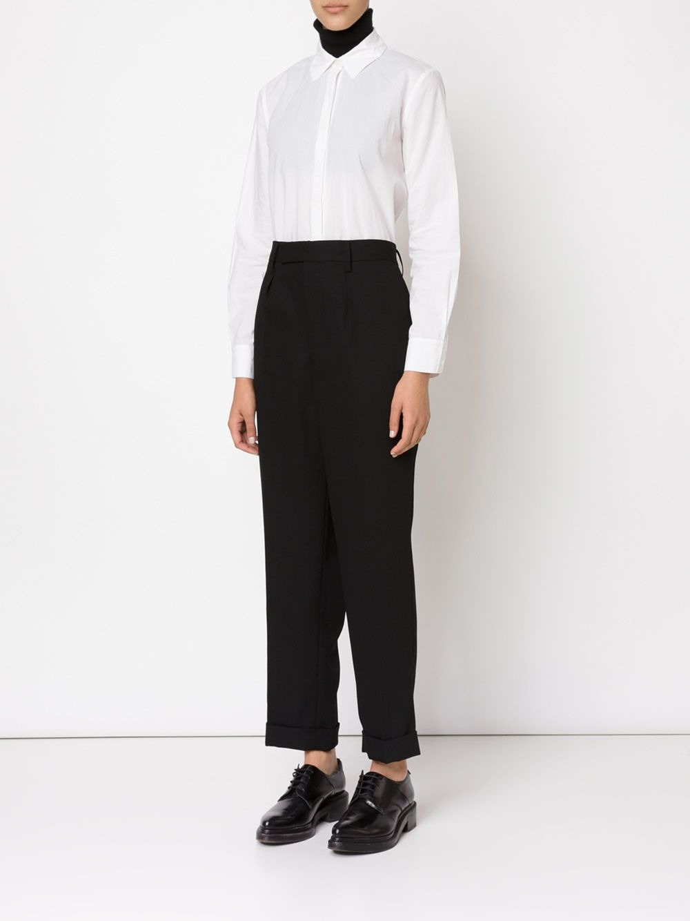 wide leg turn-up trousers - 2