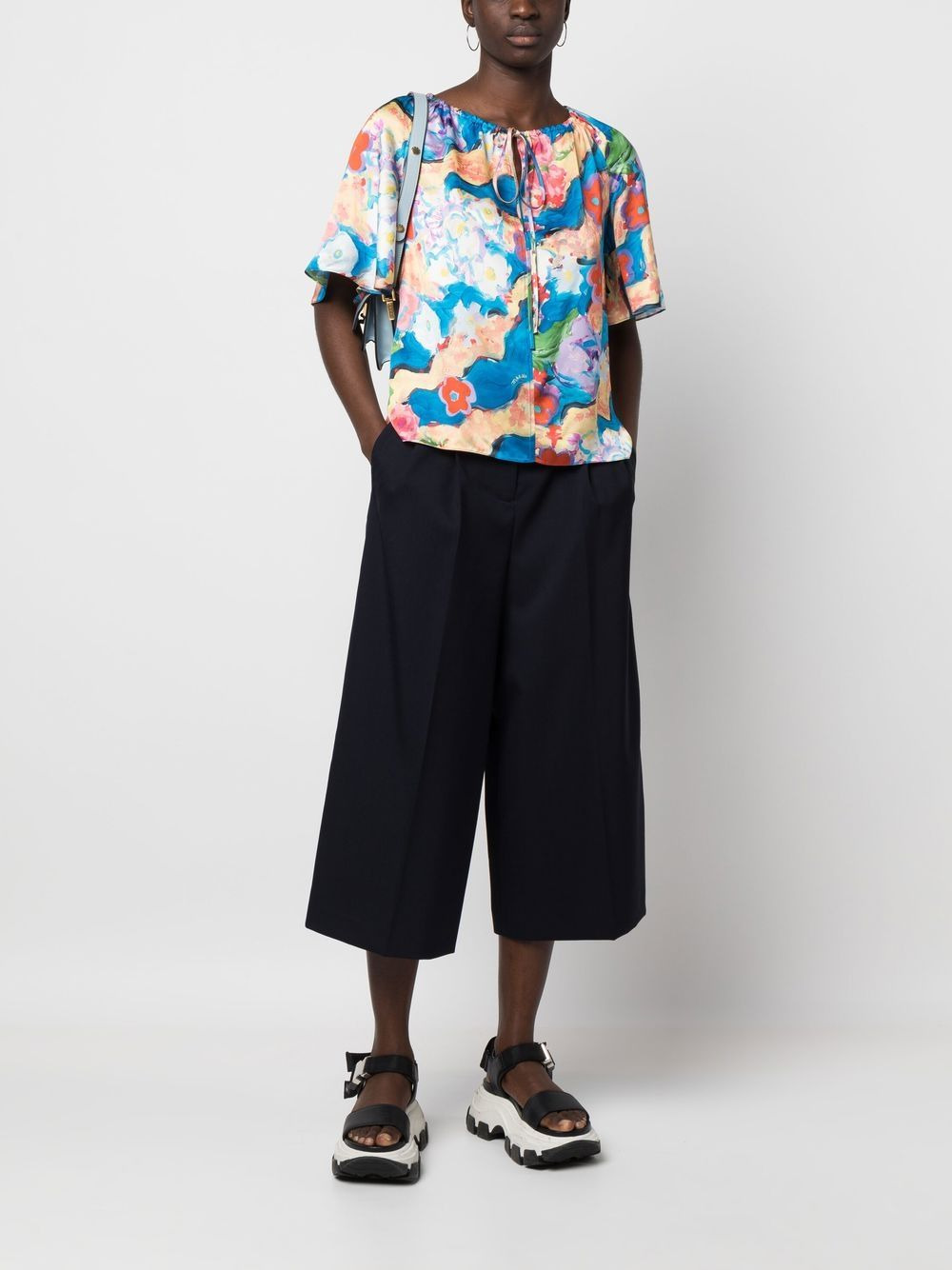 floral-print short-sleeve blouse - 2