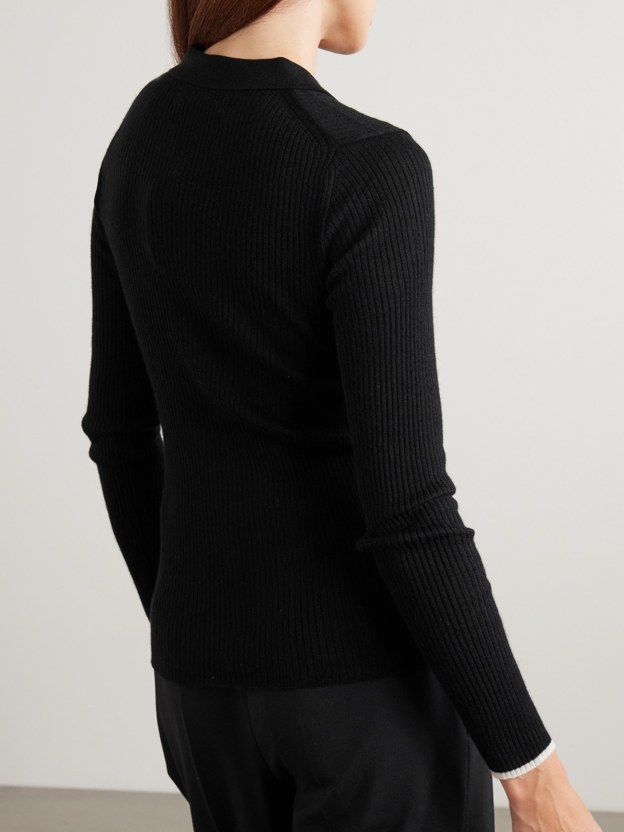 Maja Ribbed Organic Cashmere Polo Shirt - 3
