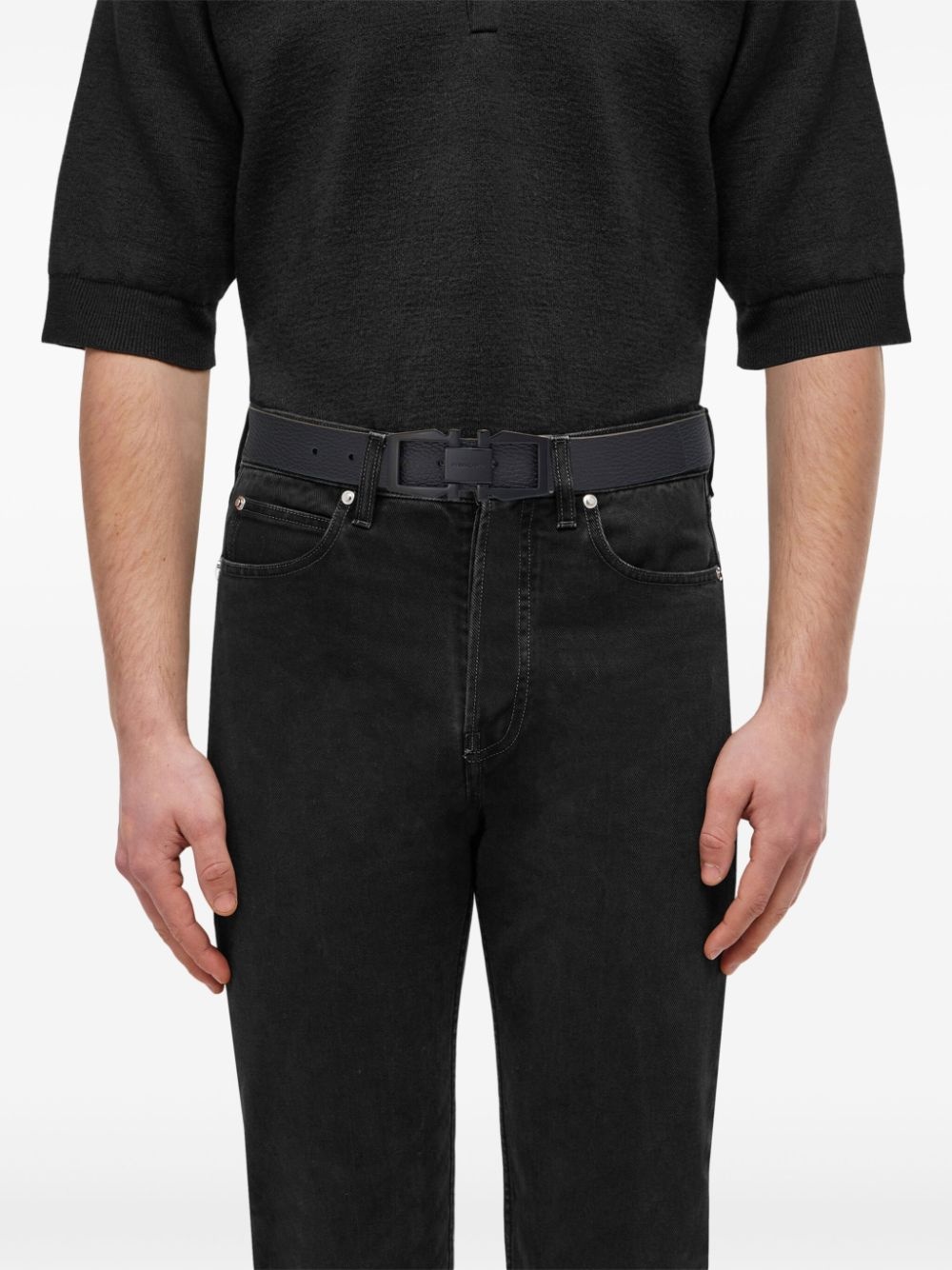 reversible Gancini leather belt - 4
