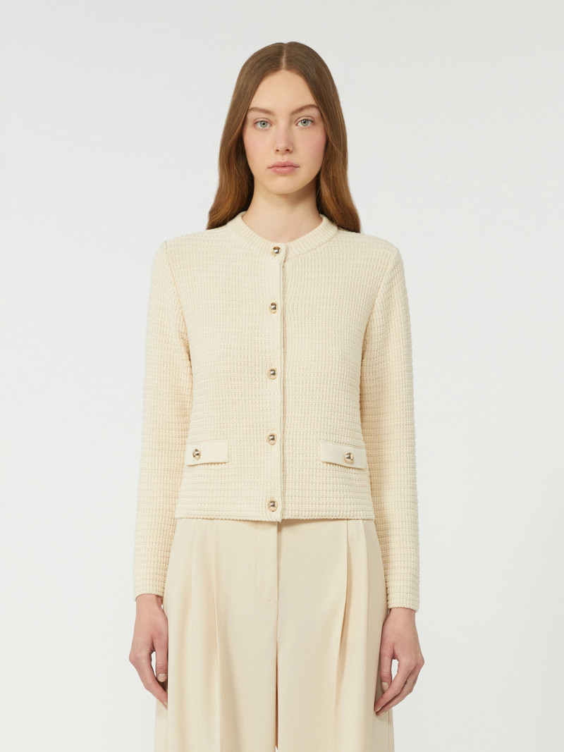 VODKA Cropped cotton cardigan - ECRU 3