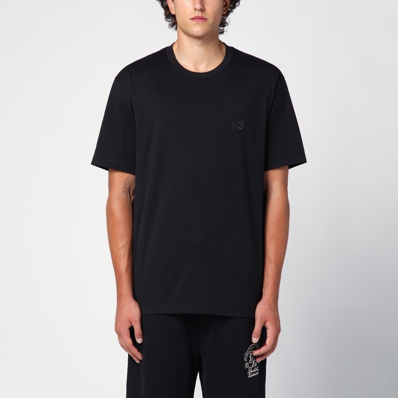 Black cotton T-shirt with logo - 1