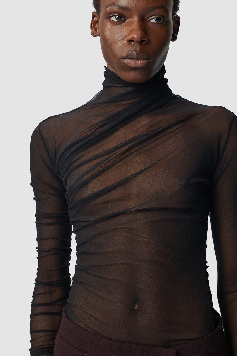 Xenia Draped T-Shirt With Gloved Long Sleeves - 5