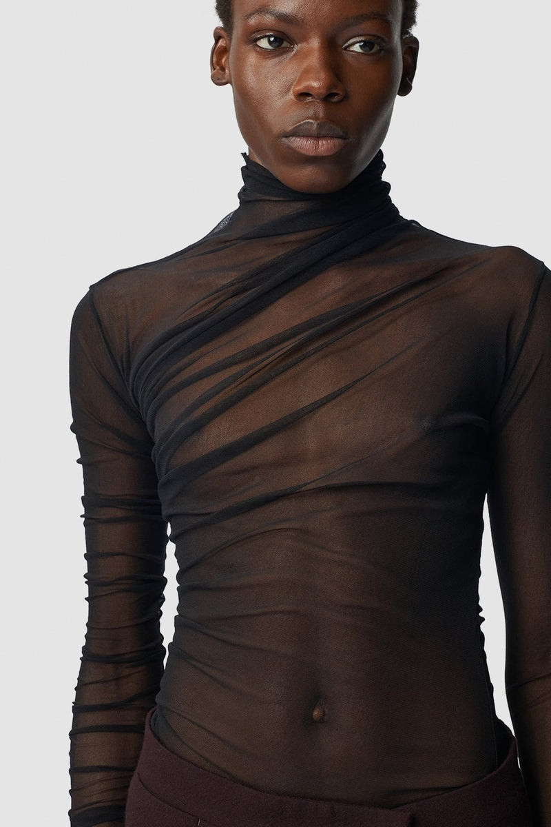 Xenia Draped T-Shirt With Gloved Long Sleeves 5