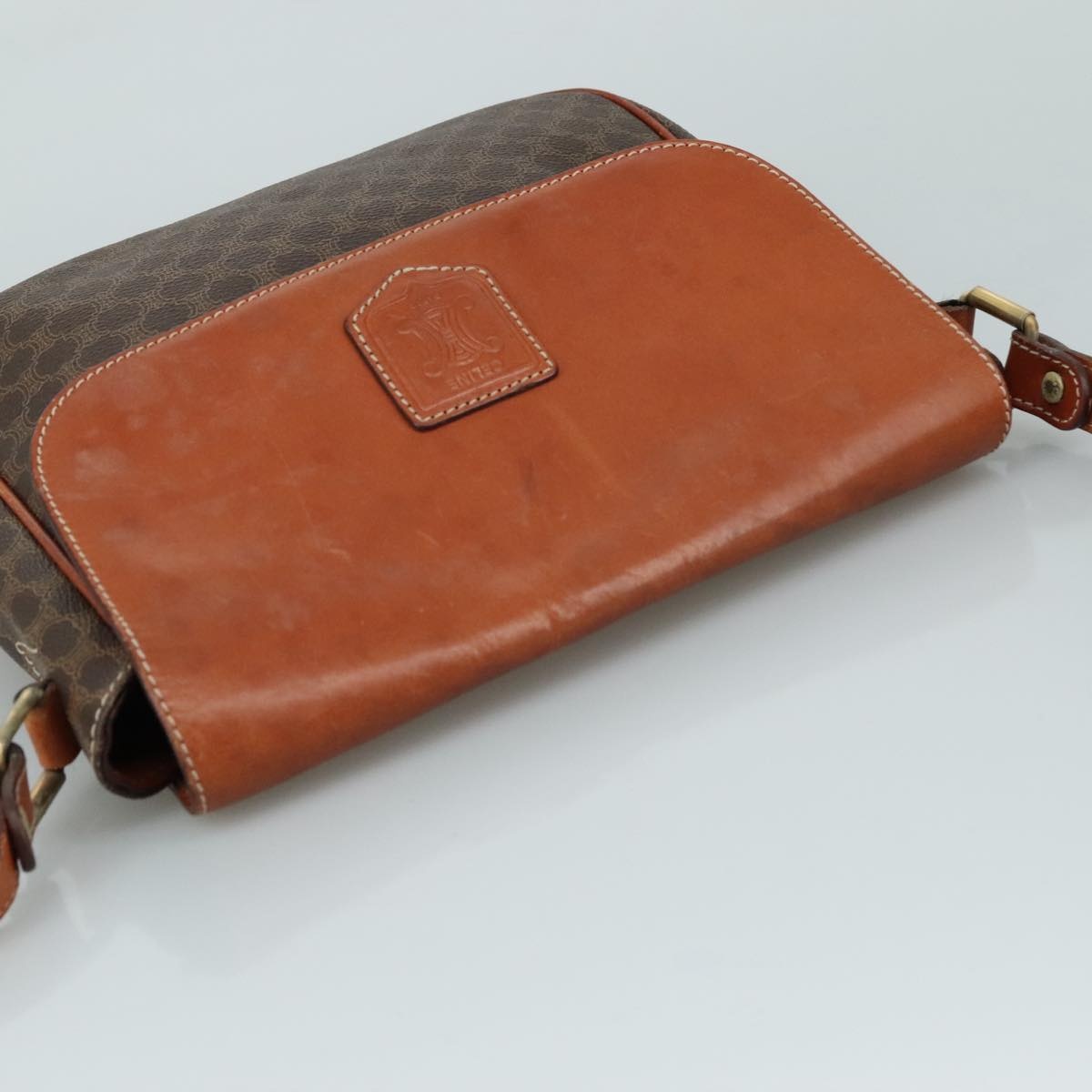 CELINE Macadam Canvas Shoulder Bag Pvc Leather Brown Gold - 6