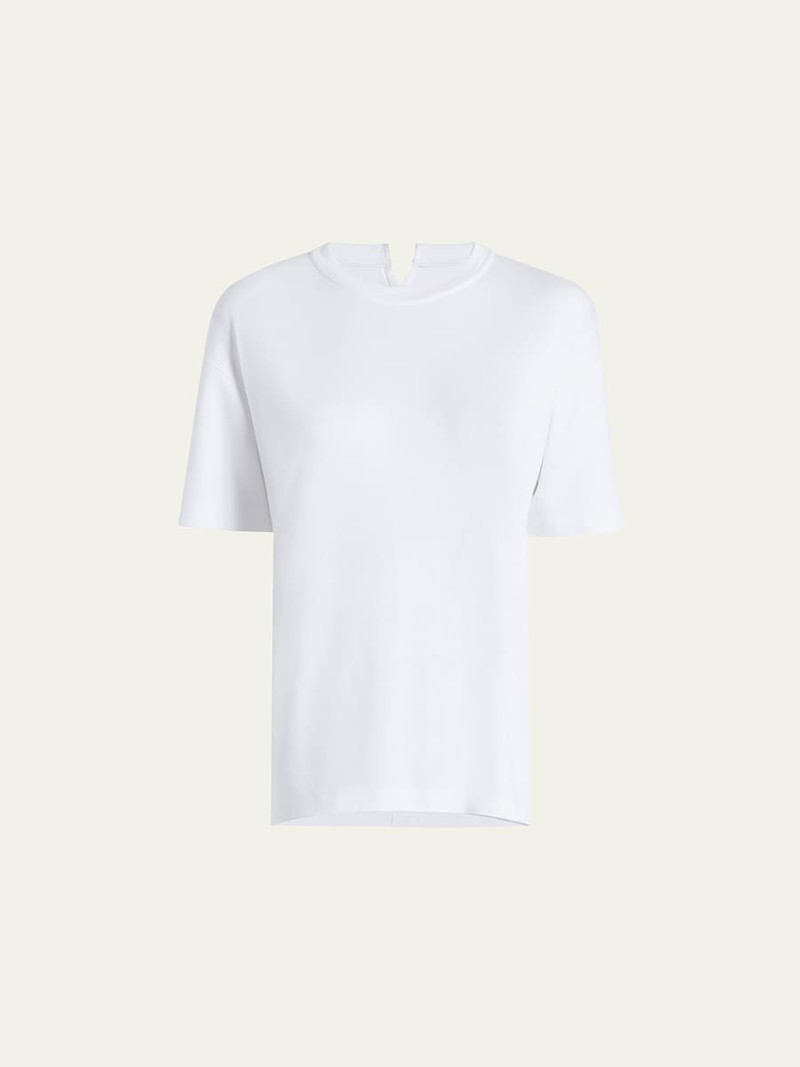 Another Tomorrow Luxe Seamed Cotton Short Sleeve T-Shirt outlook